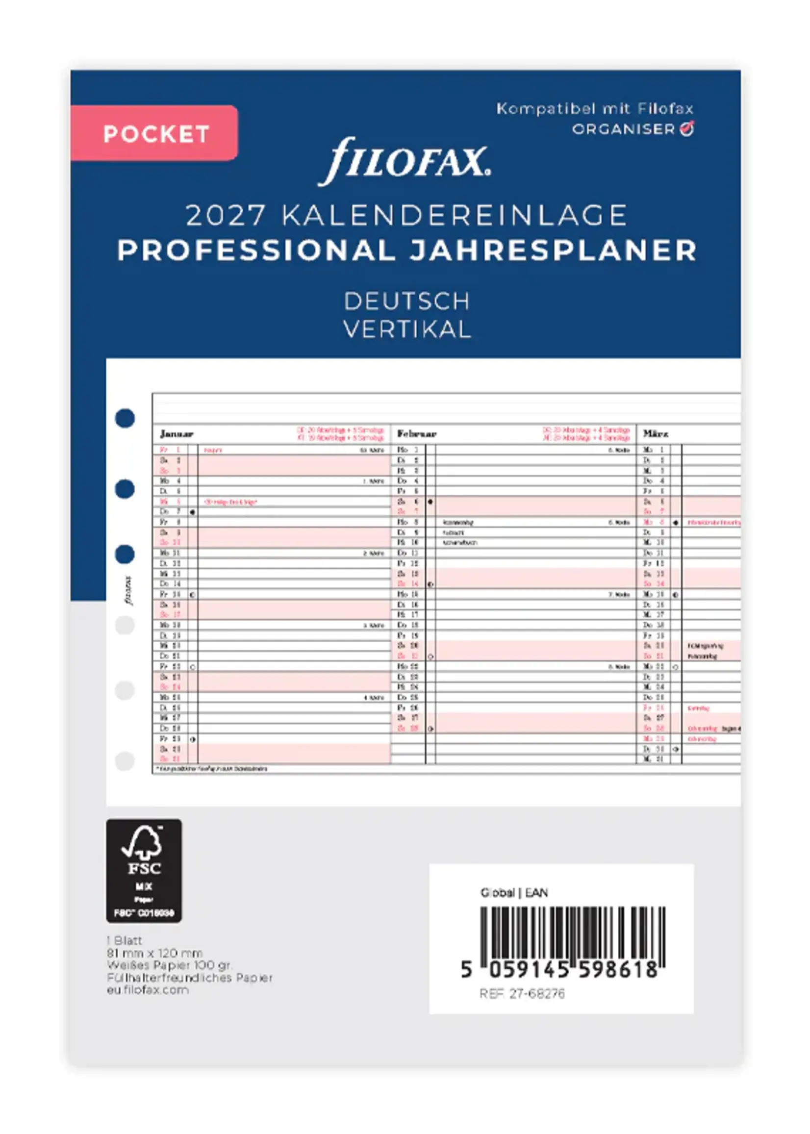 Filofax PKT Prof.Jahrespl. (D)2027