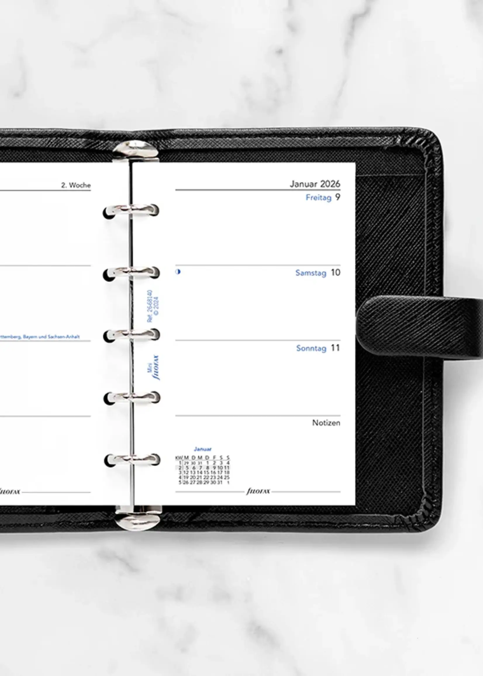 Filofax Kalendereinlage Mini 2026, 1 Woche / 2 Seiten, deutsch