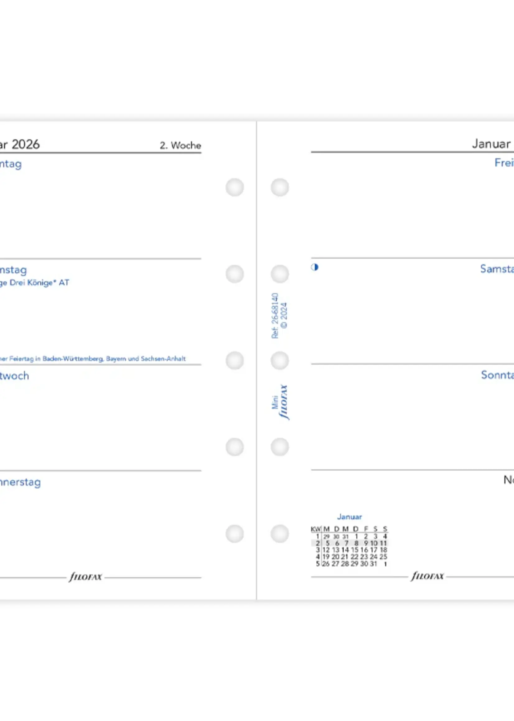 1 Woche / 2 Seiten deutsch Mini 2026