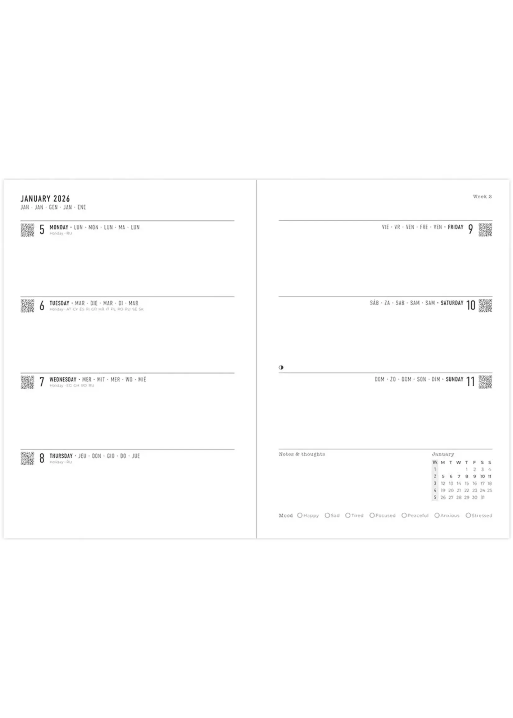 Letts by Filofax Gradient A5 Week to View Diary 2026 - Multilanguage