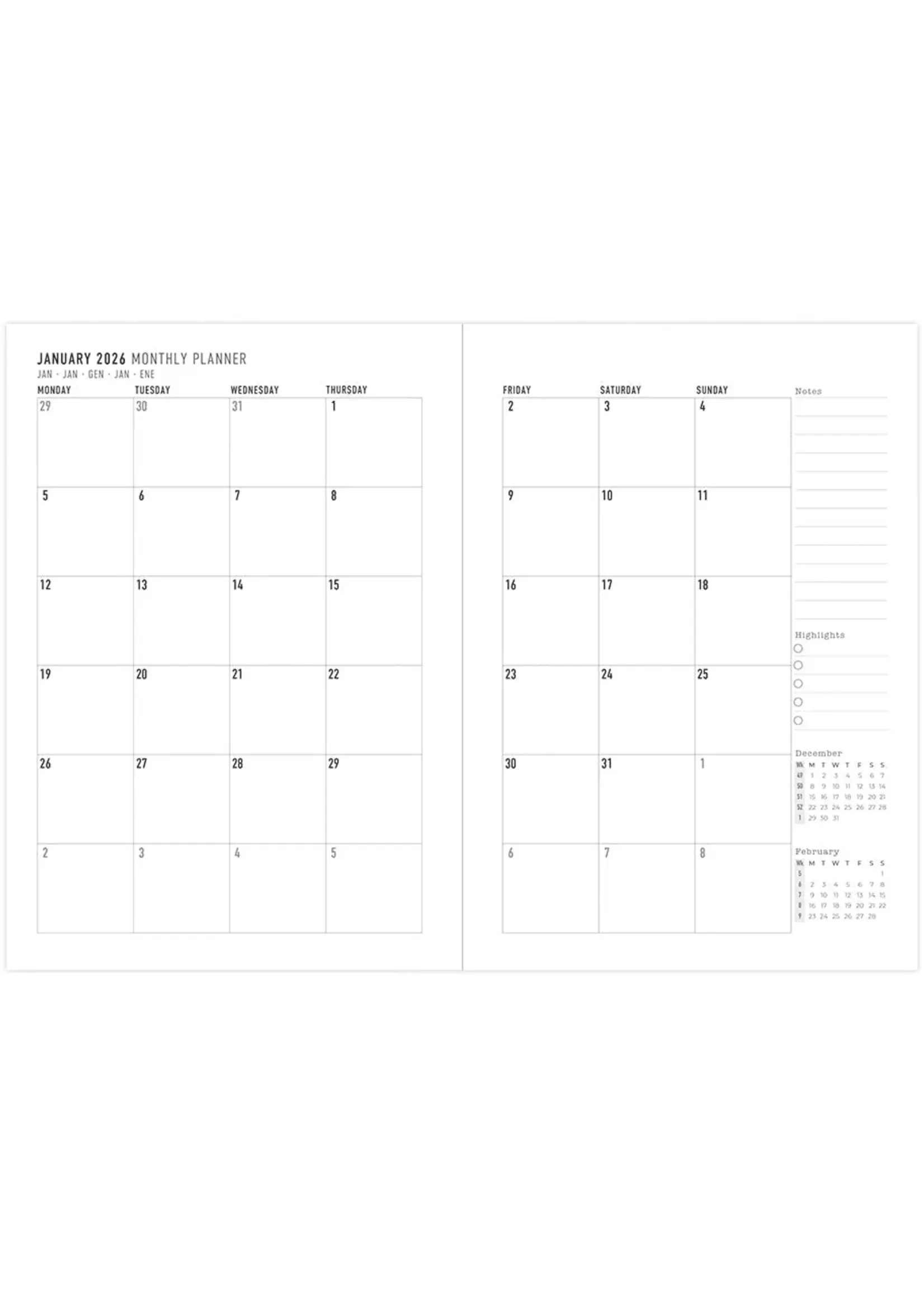 Letts by Filofax Gradient A5 Week to View Diary 2026 - Multilanguage