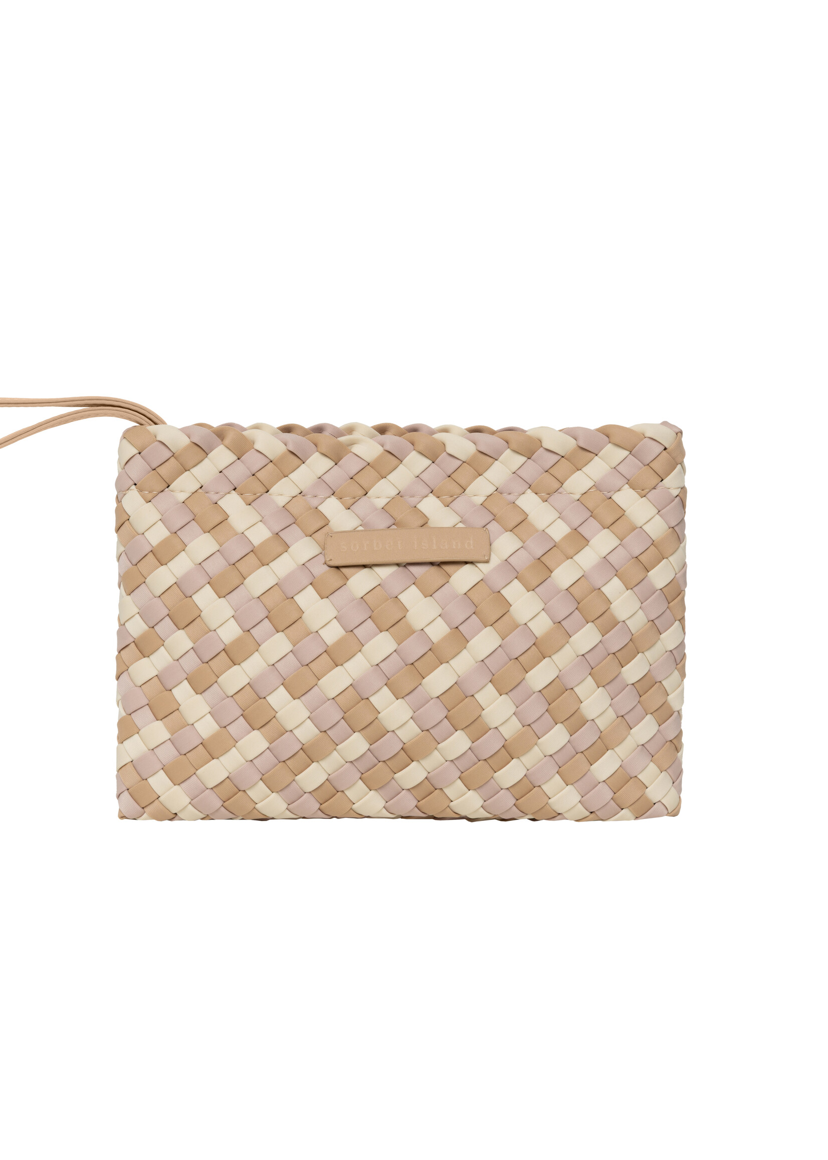 Sorbet Island HANDWOVEN NEOPRENE PENCIL BAG MULTICOLOUR BEIGE