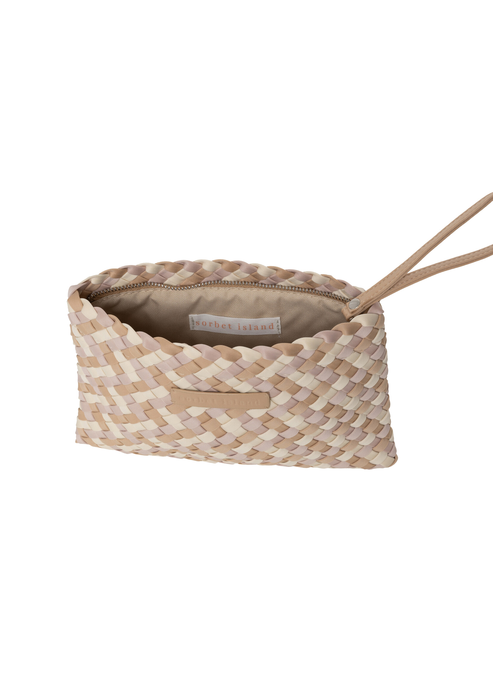 Sorbet Island HANDWOVEN NEOPRENE PENCIL BAG MULTICOLOUR BEIGE