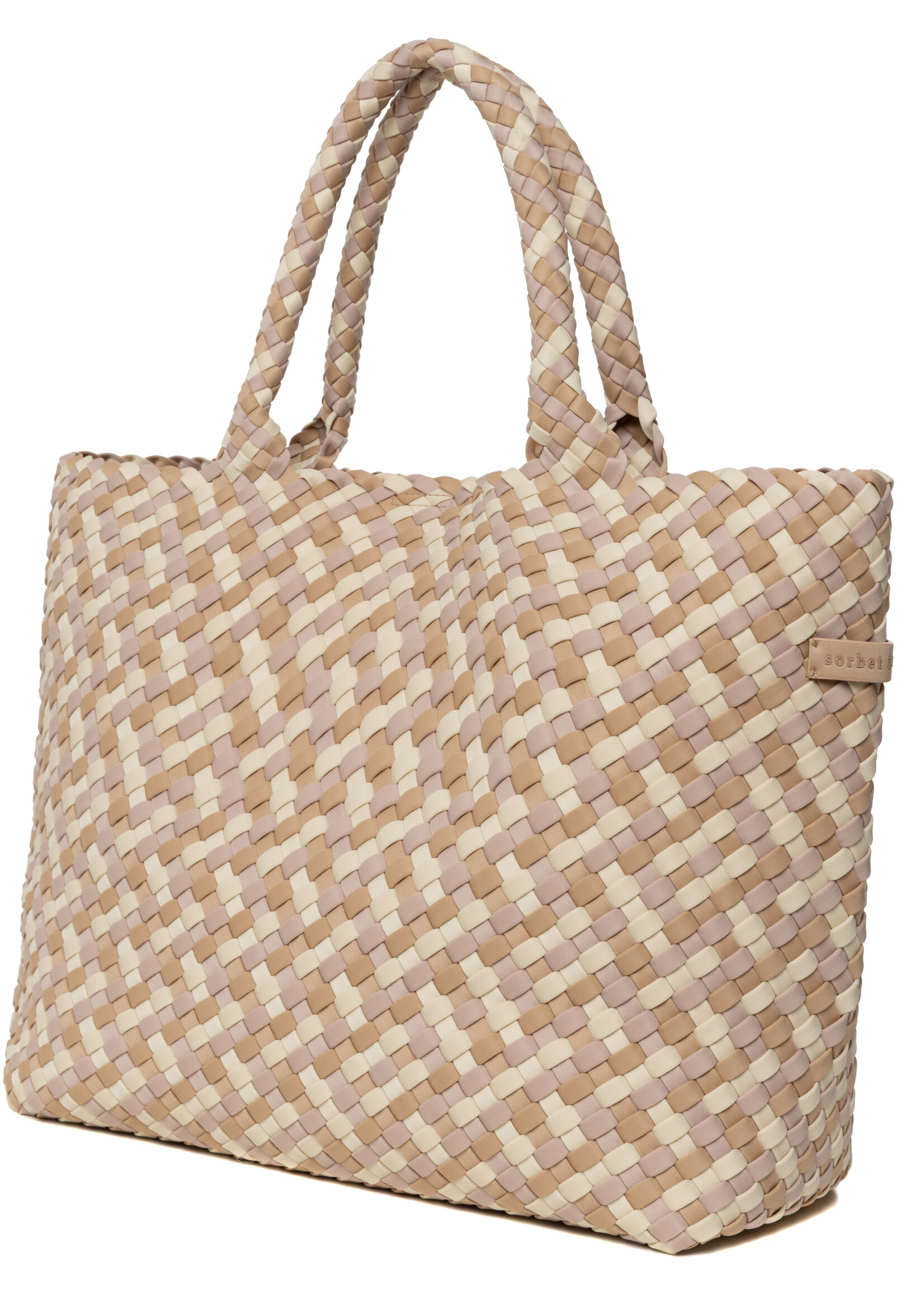 Sorbet Island NEOPRENE LARGE TOTE BAG MULTICOLOUR BEIGE