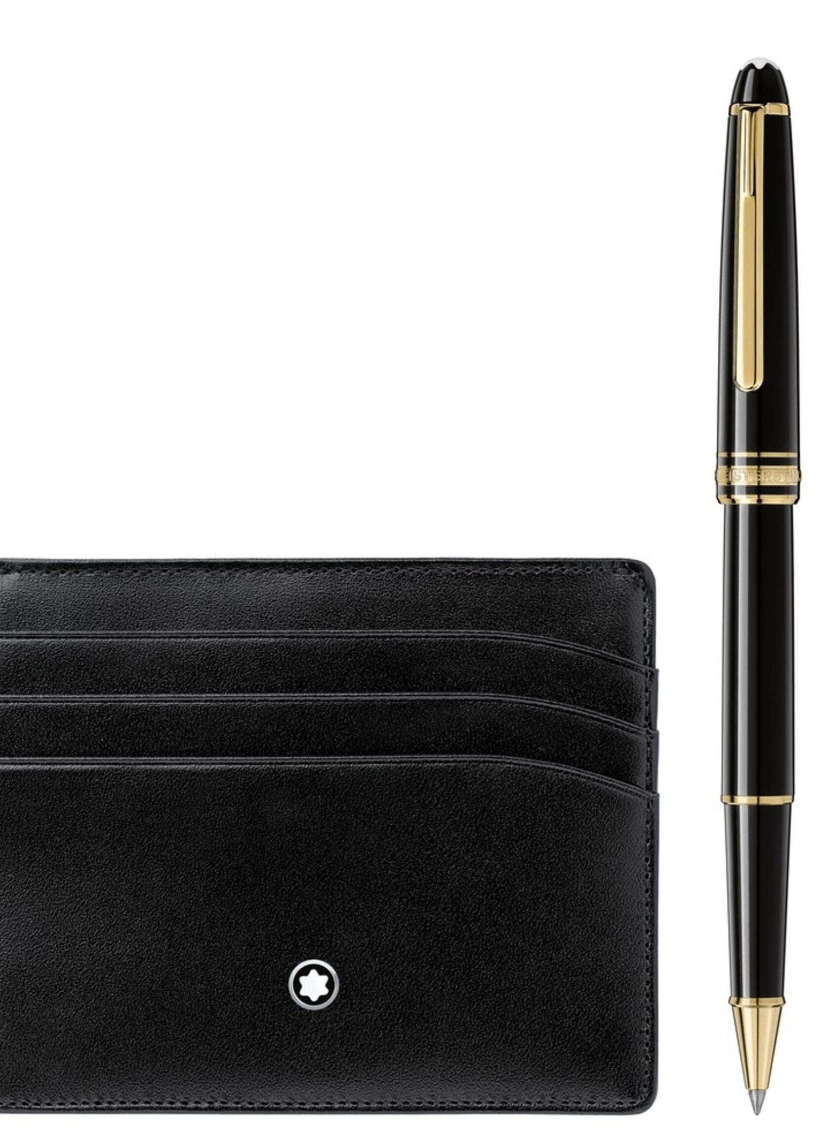 MONTBLANC Gift Set with Meisterstück Gold line Classique Rollerball and pocket holder 6cc