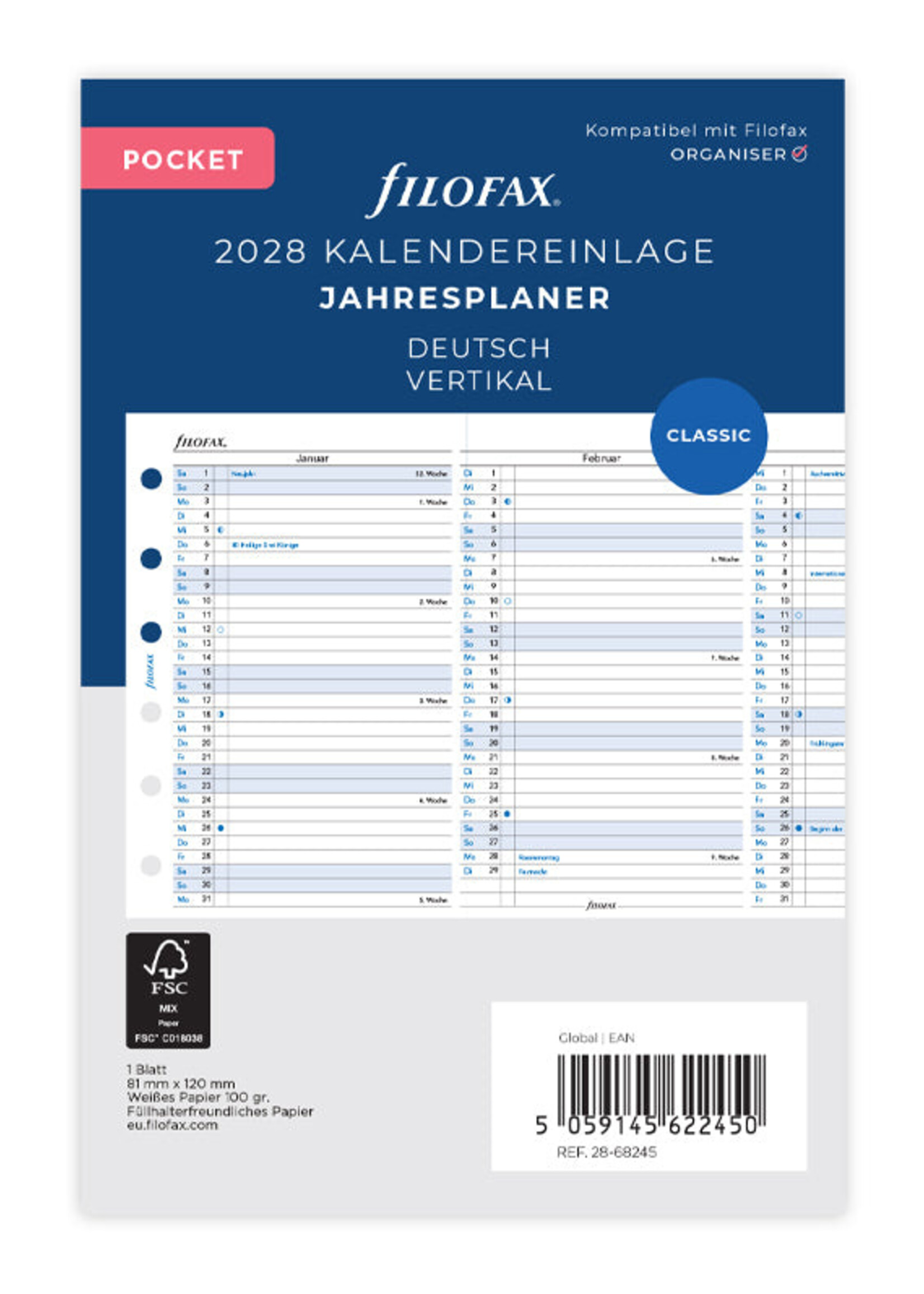 Filofax PKT Jahrespl. vert.(D)2028