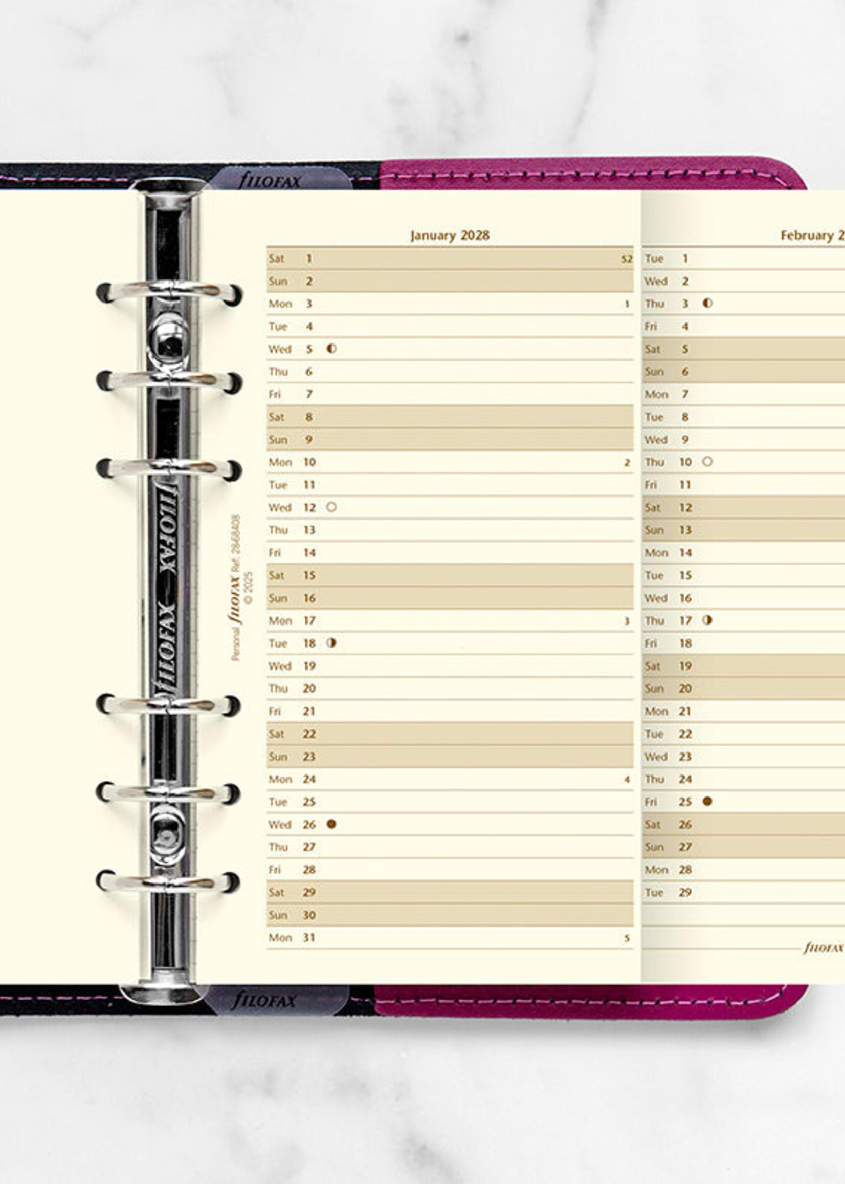 Filofax Jahresplaner Personal 2028, englisch, Cotton Cream