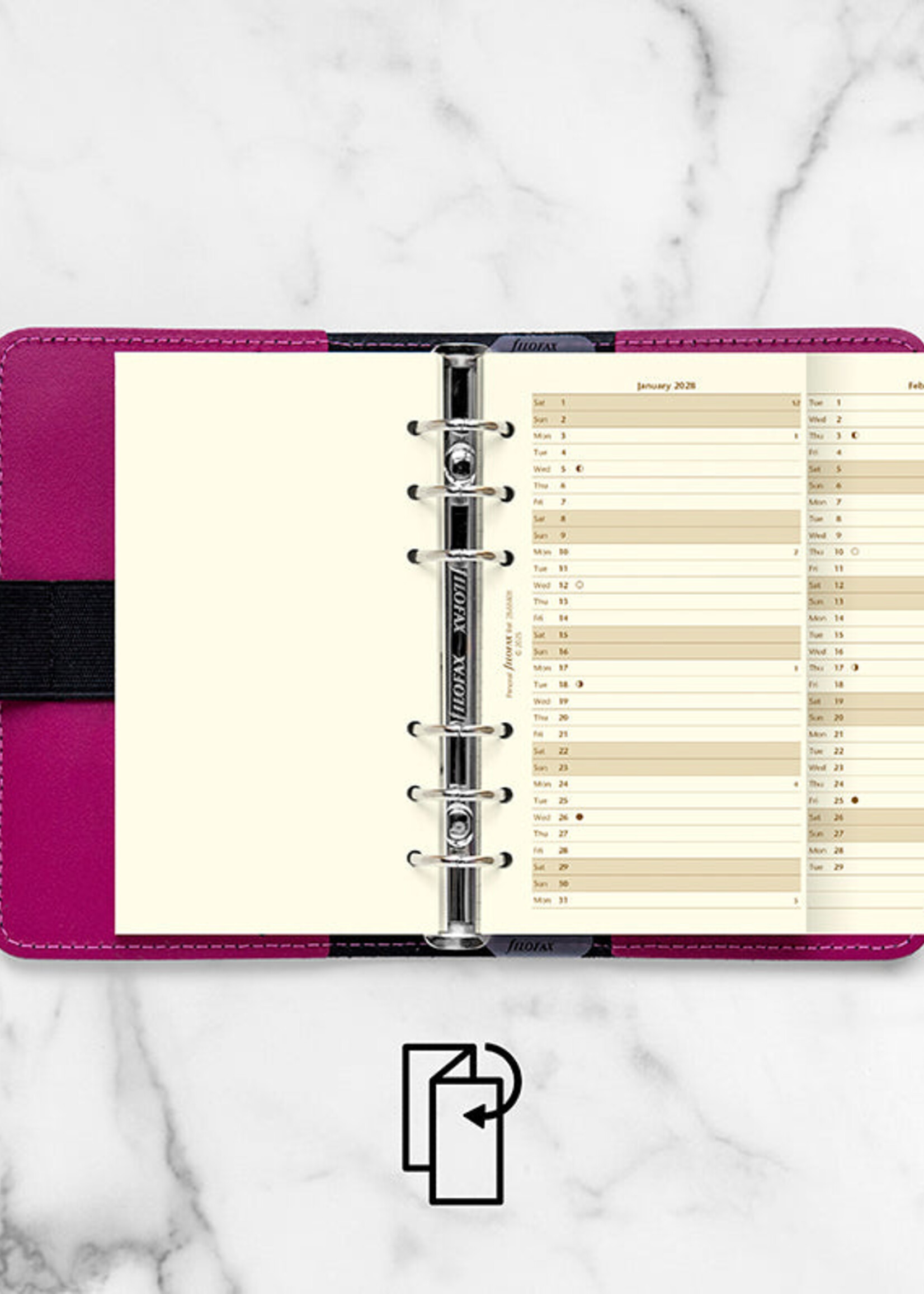 Filofax Jahresplaner Personal 2028, englisch, Cotton Cream