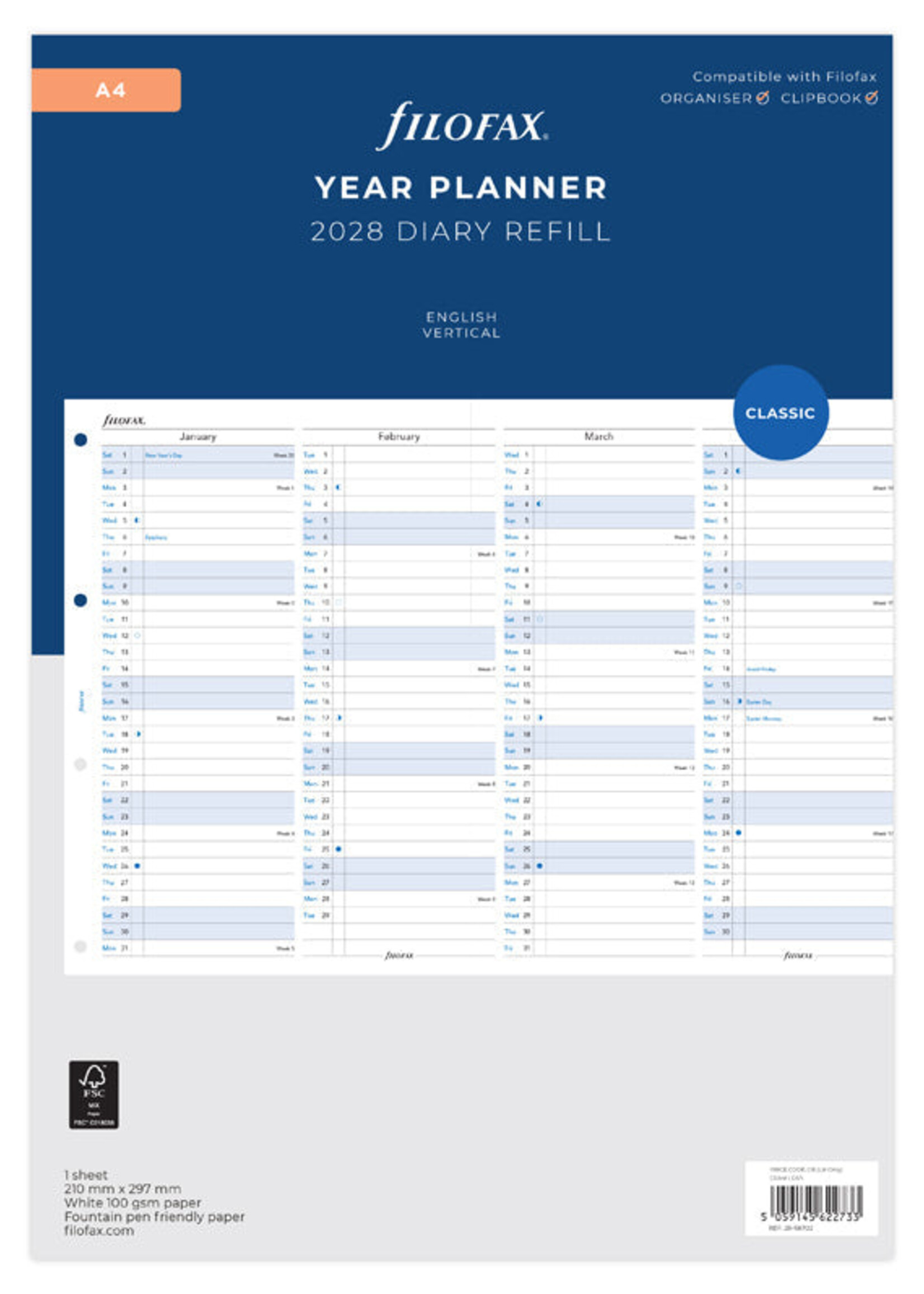 Filofax A4 Jahrespl. (M)2028