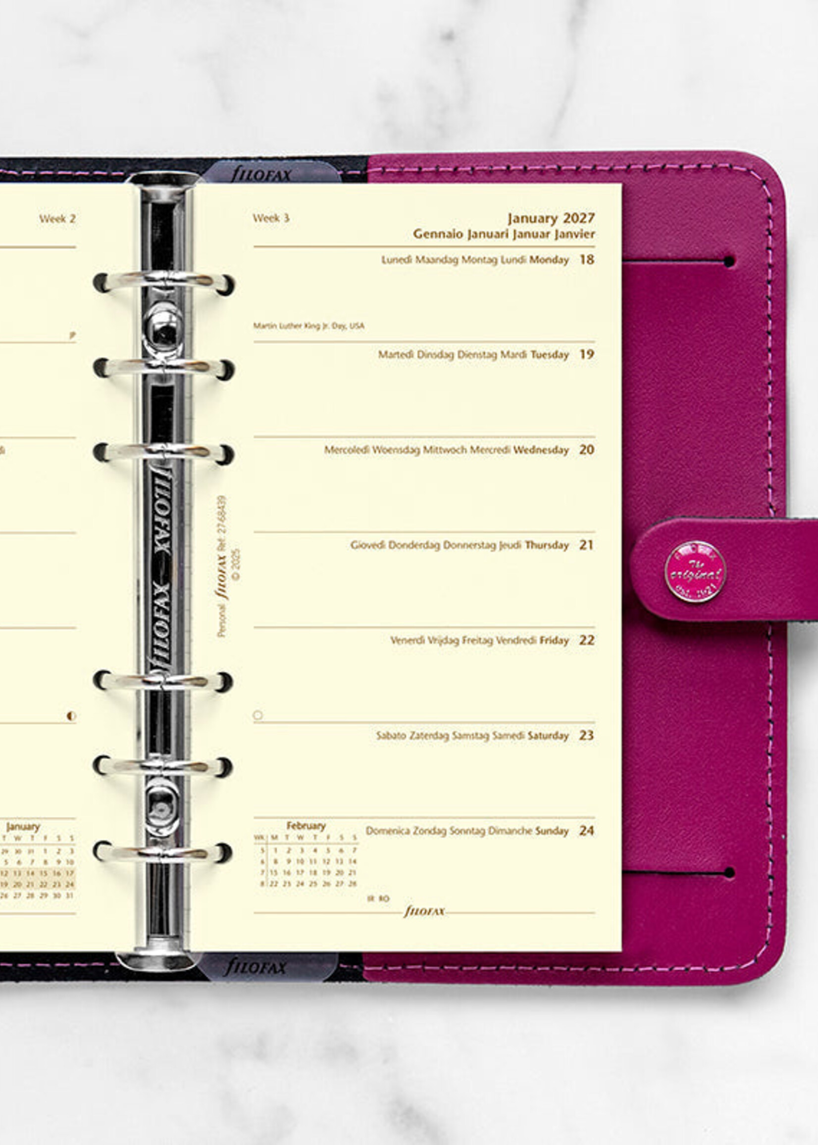 Filofax Kalendereinlage Personal 2027, 1 Woche / 1 Seite, mehrsprachig, Cotton Cream