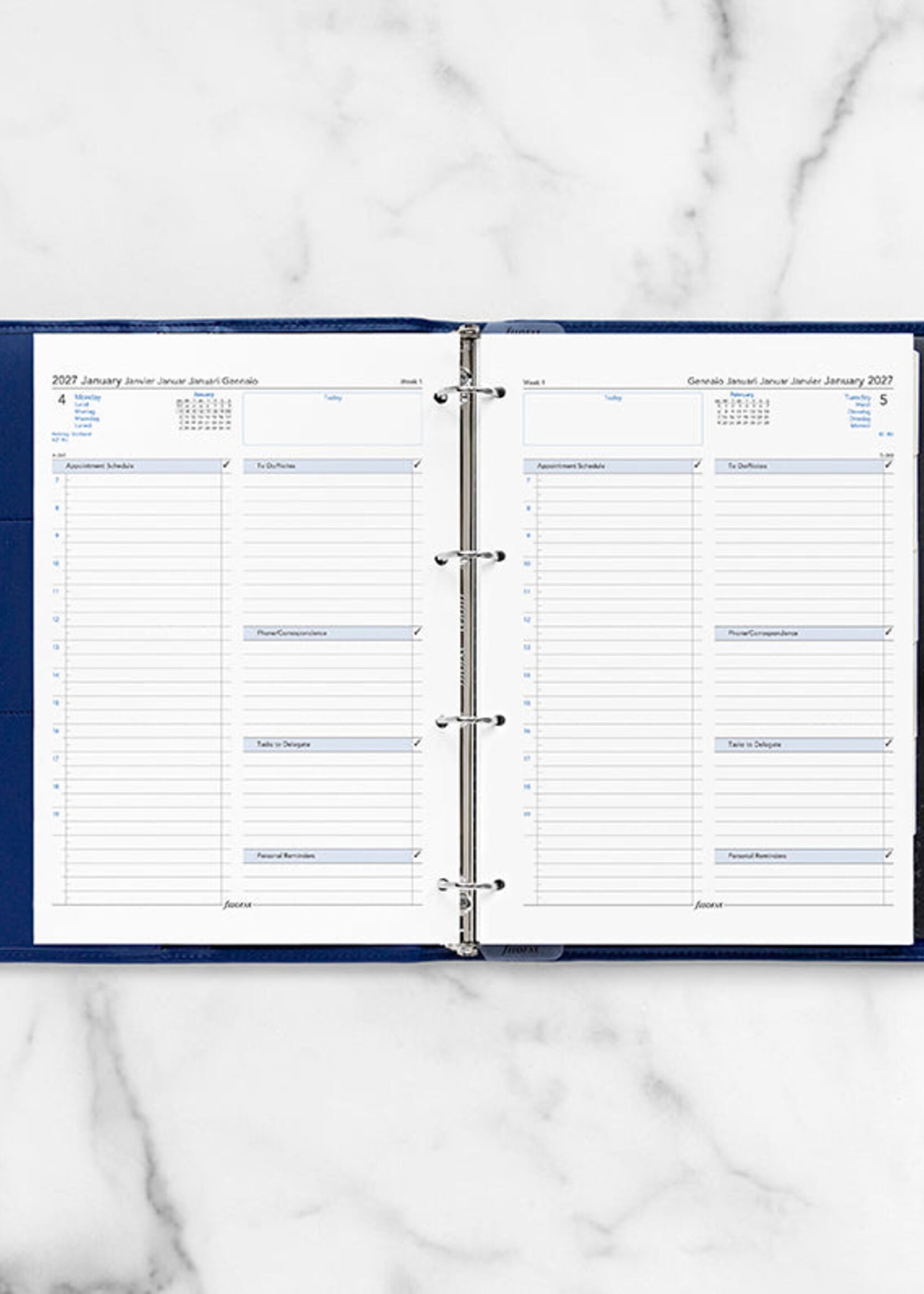 Filofax Kalendereinlage A4 2027, 1 Tag / 1 Seite, mehrsprachig
