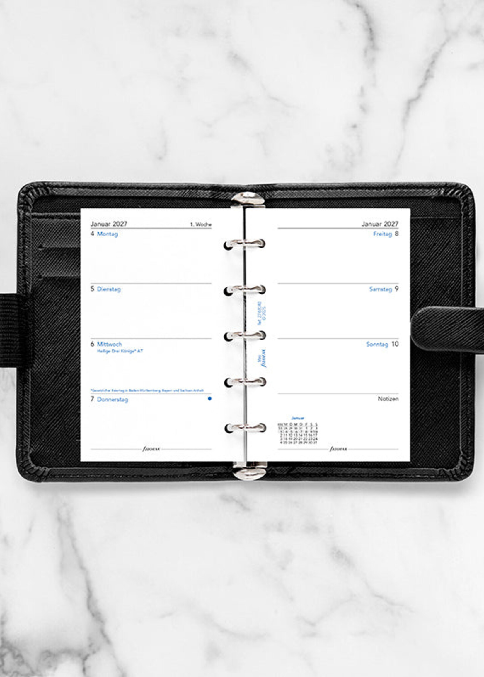 Filofax Kalendereinlage Mini 2027, 1 Woche / 2 Seiten, deutsch