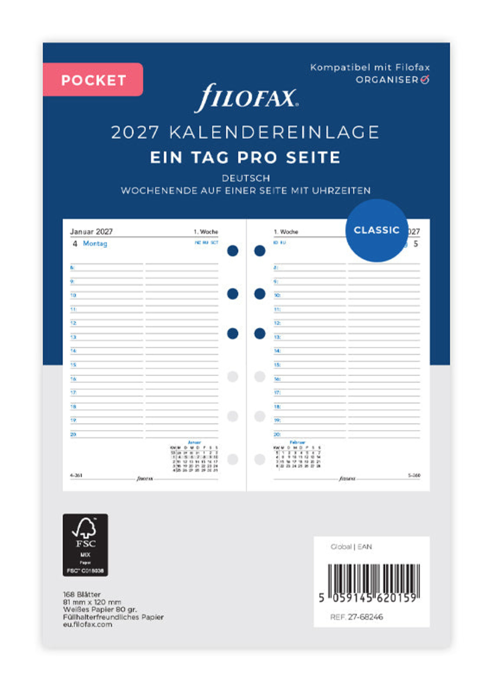 Filofax PKT 1T/1S. (D)2027