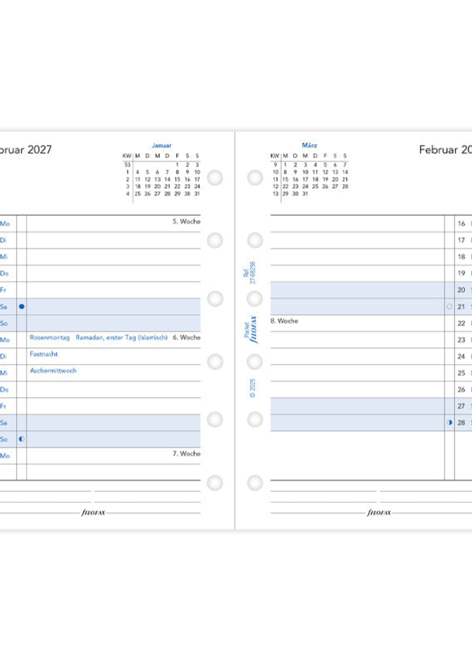 Filofax PKT 1Mo/2S tabbed (D)2027