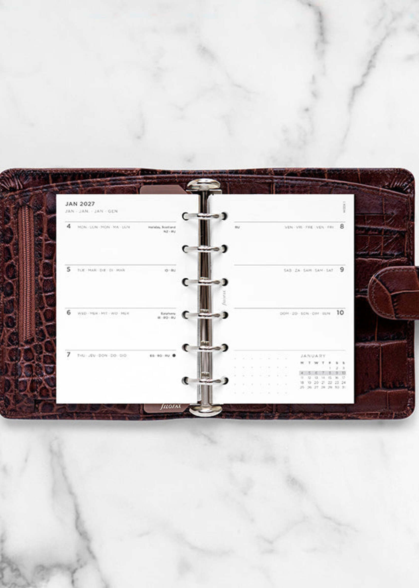 Filofax Kalendereinlage Pocket 2027 Minimal, 1 Woche / 2 Seiten, mehrsprachig