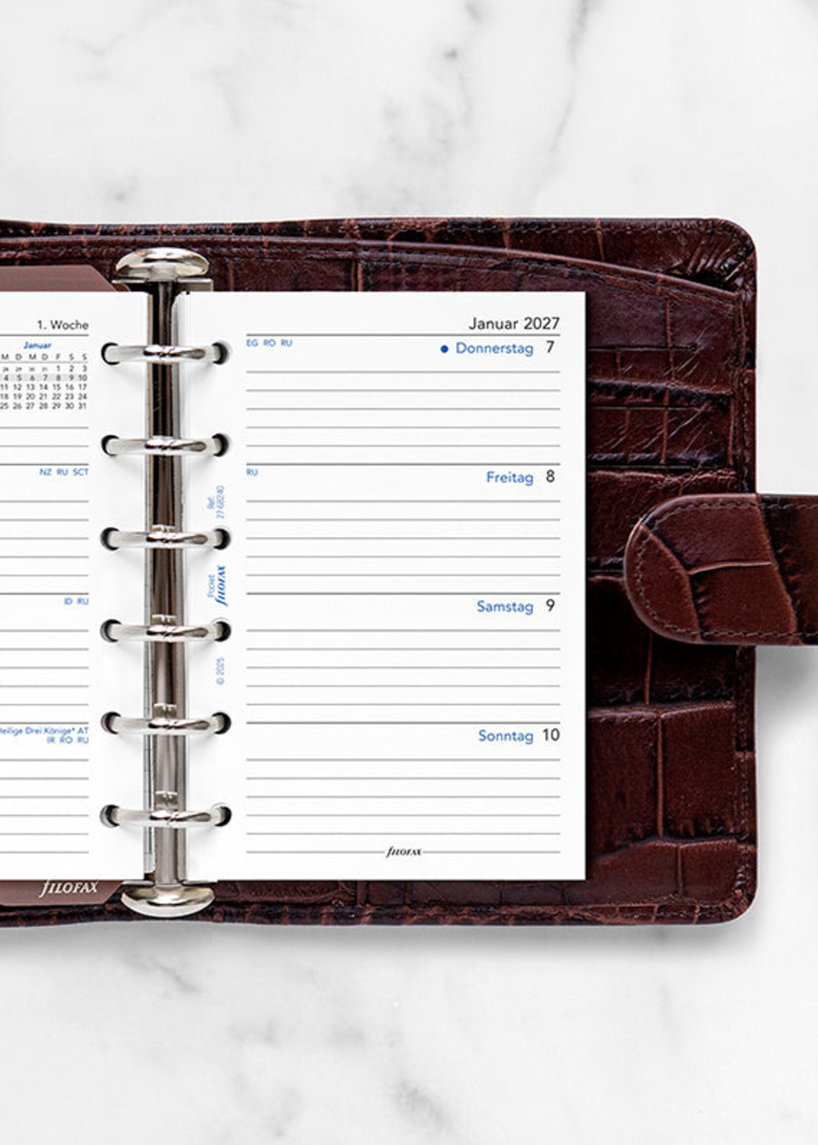 Filofax Kalendereinlage Pocket 2027, 1 Woche / 2 Seiten vertikal, deutsch