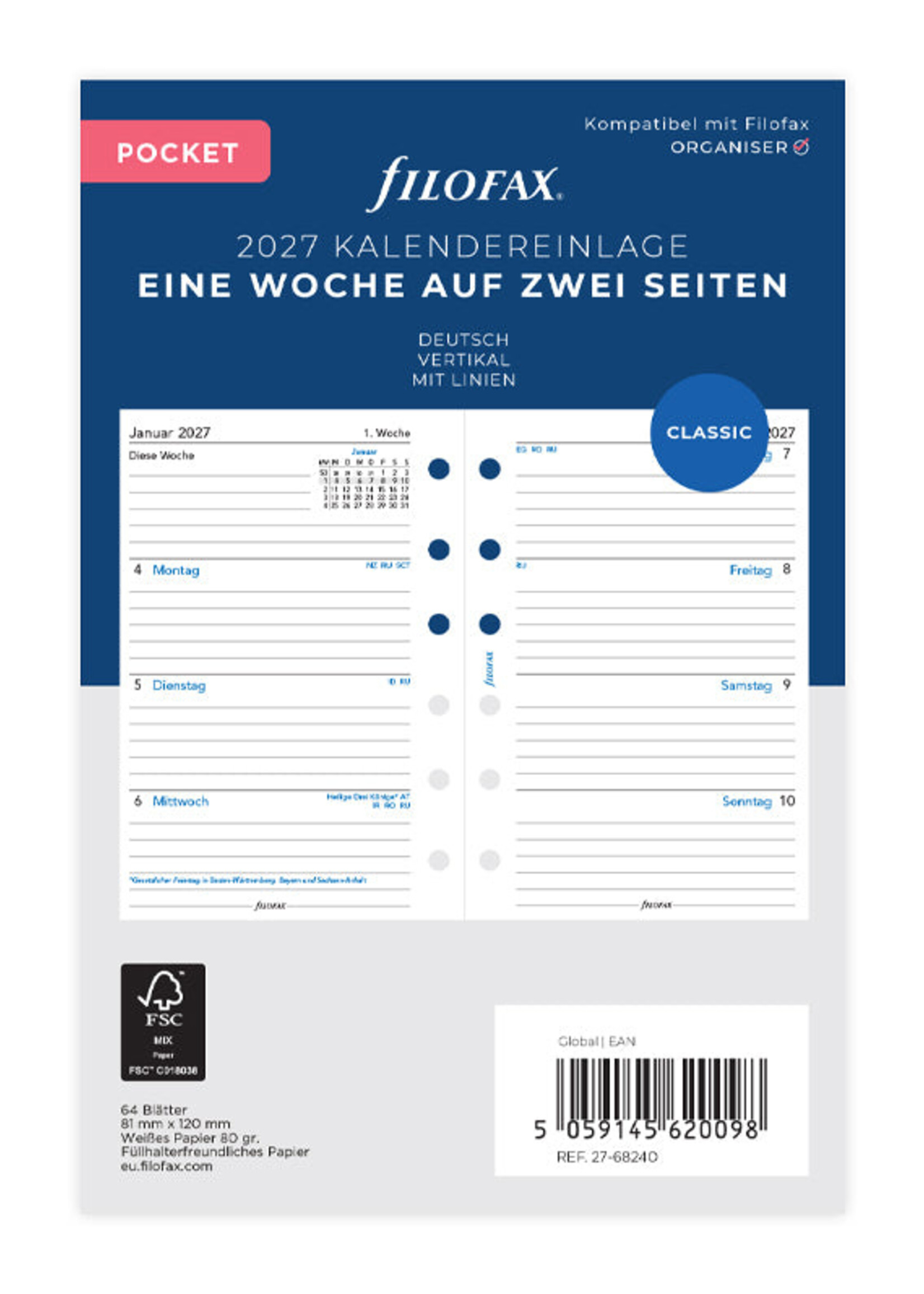 Filofax PKT 1W/2S vert.(D)2027