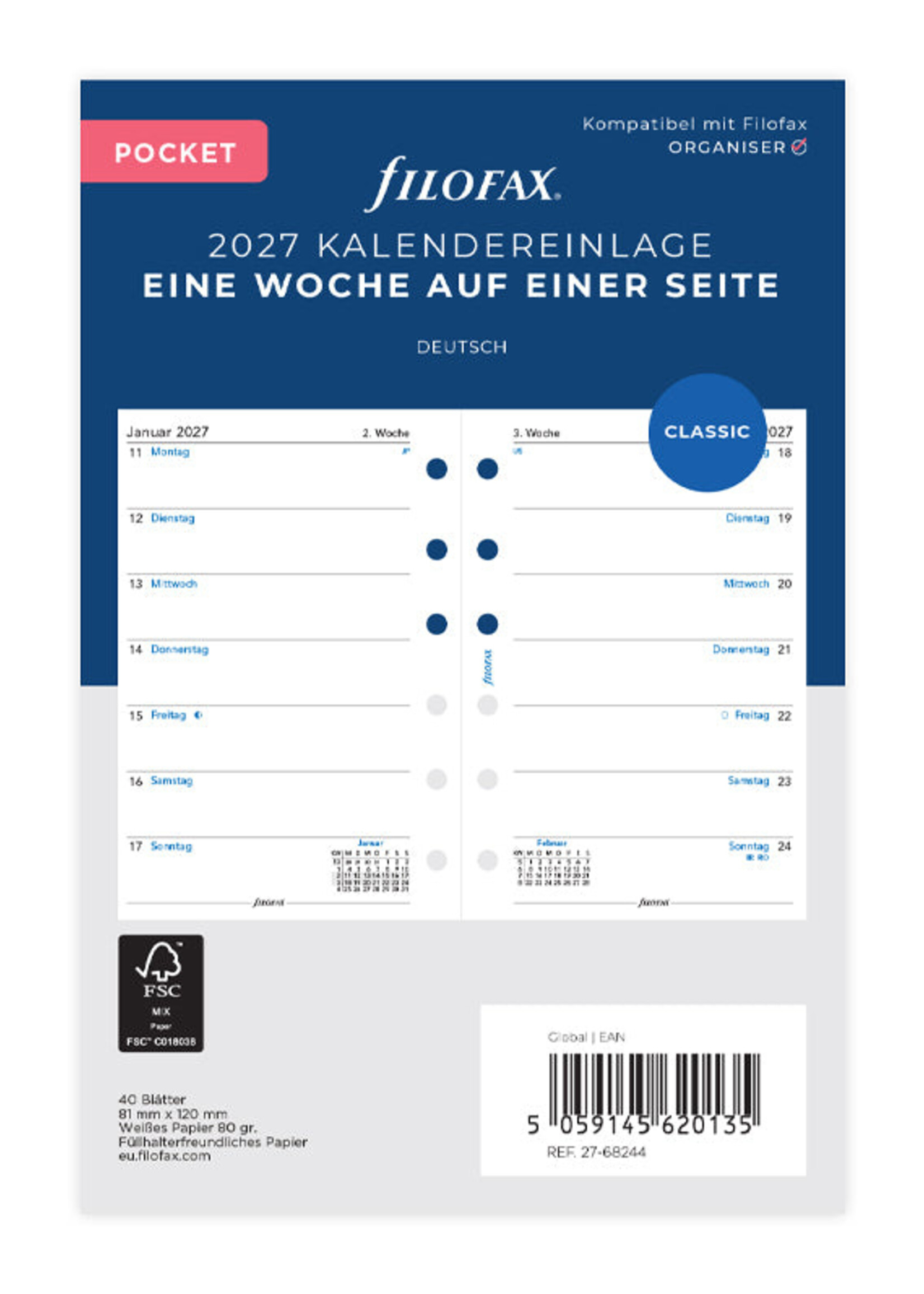 Filofax PKT 1W/1S (D)2027