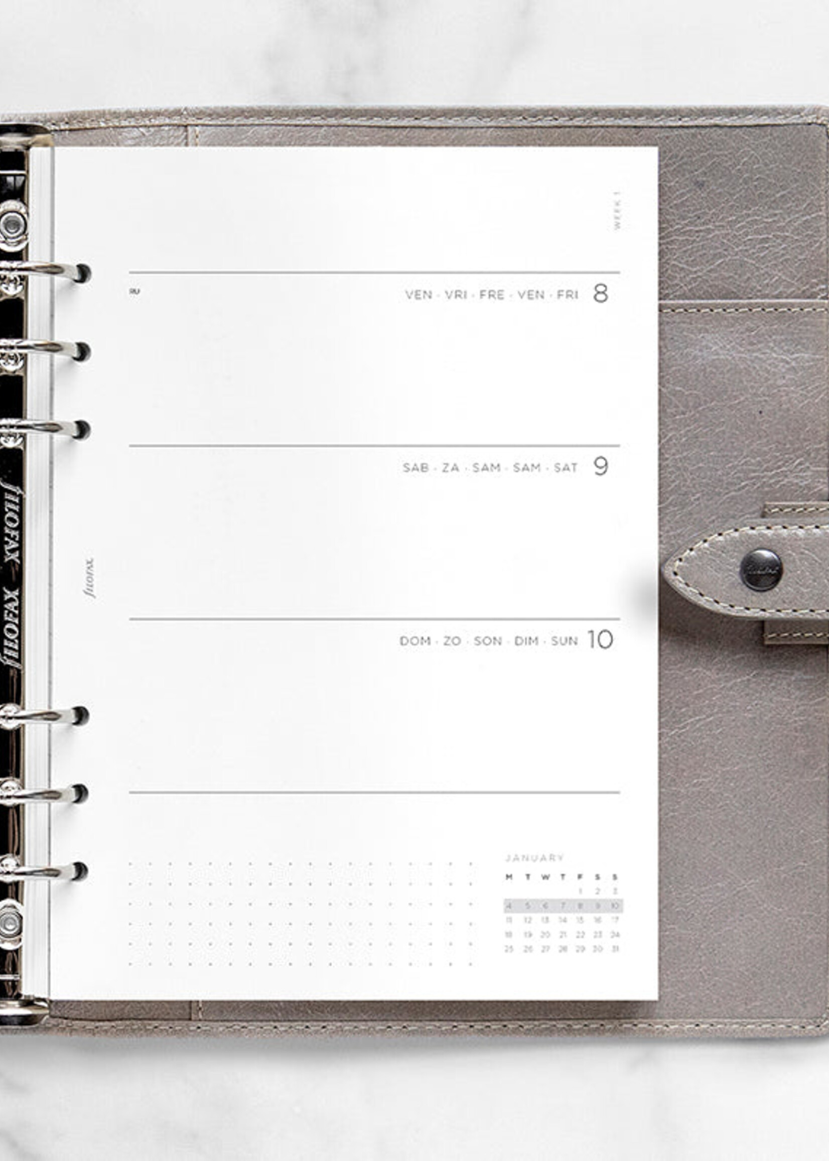 Filofax Kalendereinlage A5 2027 Minimal, 1 Woche / 2 Seiten, mehrsprachig