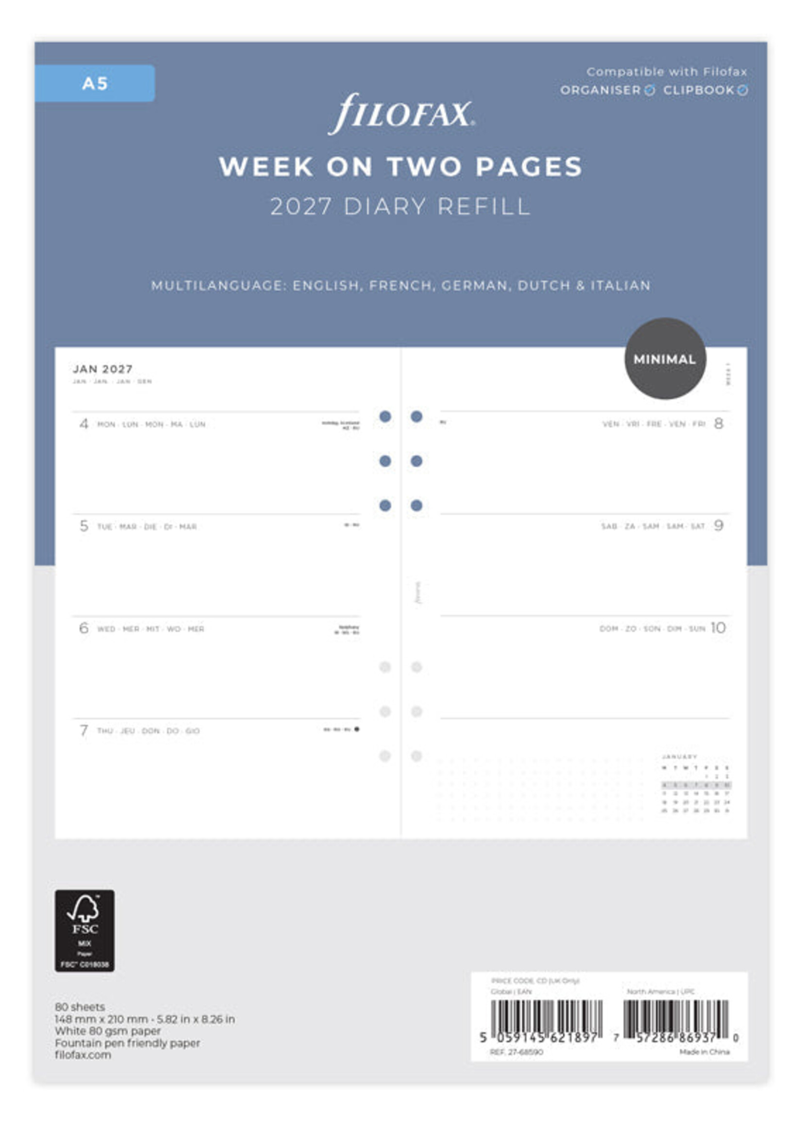 Filofax Minimal WTV Diary Refill Pack