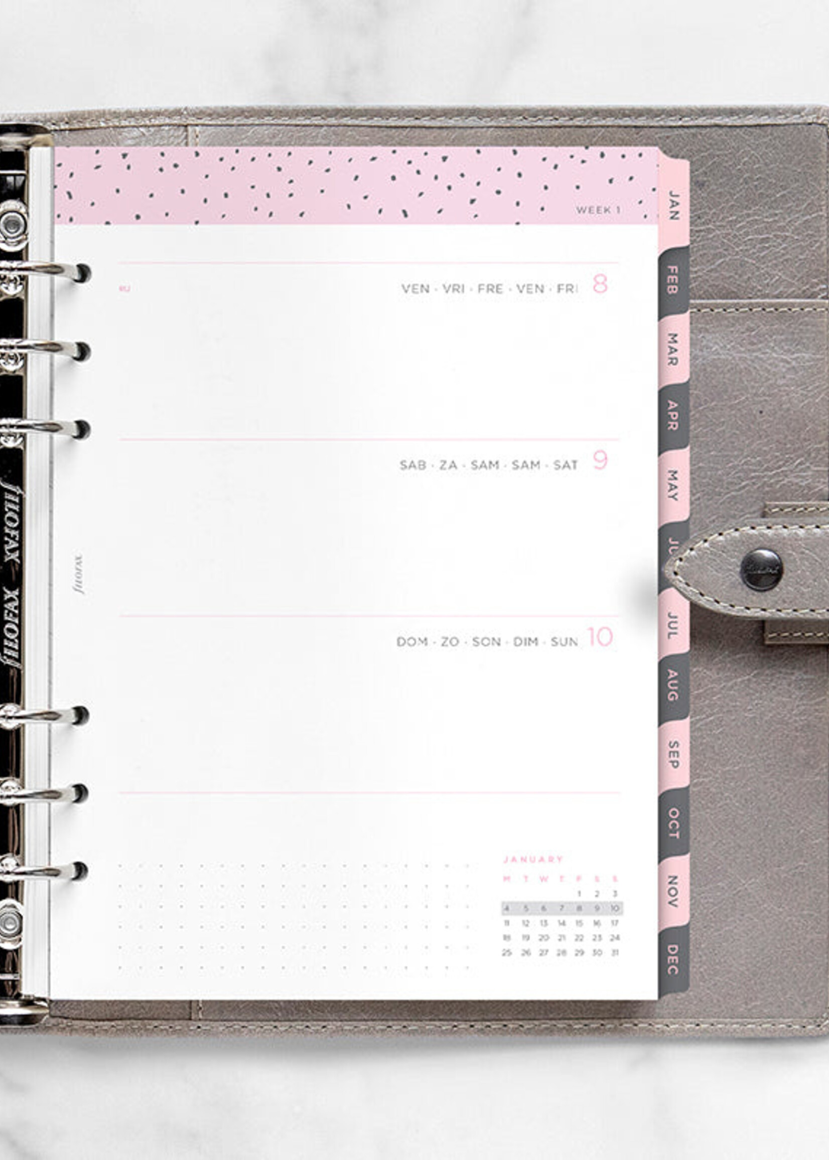 Filofax Kalendereinlage A5 2027 Confetti, 1 Woche / 2 Seiten, mehrsprachig