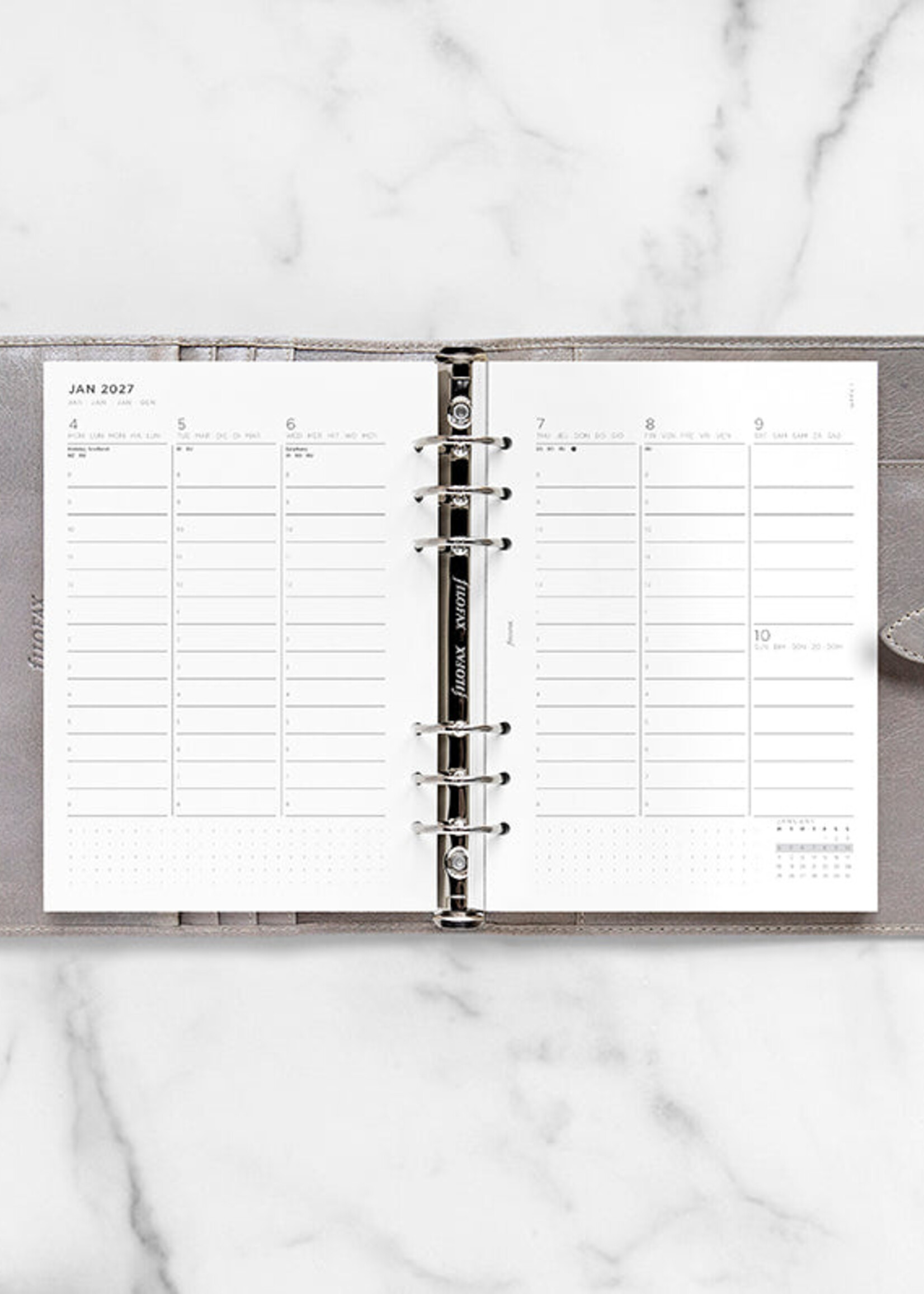 Filofax Kalendereinlage A5 2027 Minimal, 1 Woche / 2 Seiten vertikal, mehrsprachig