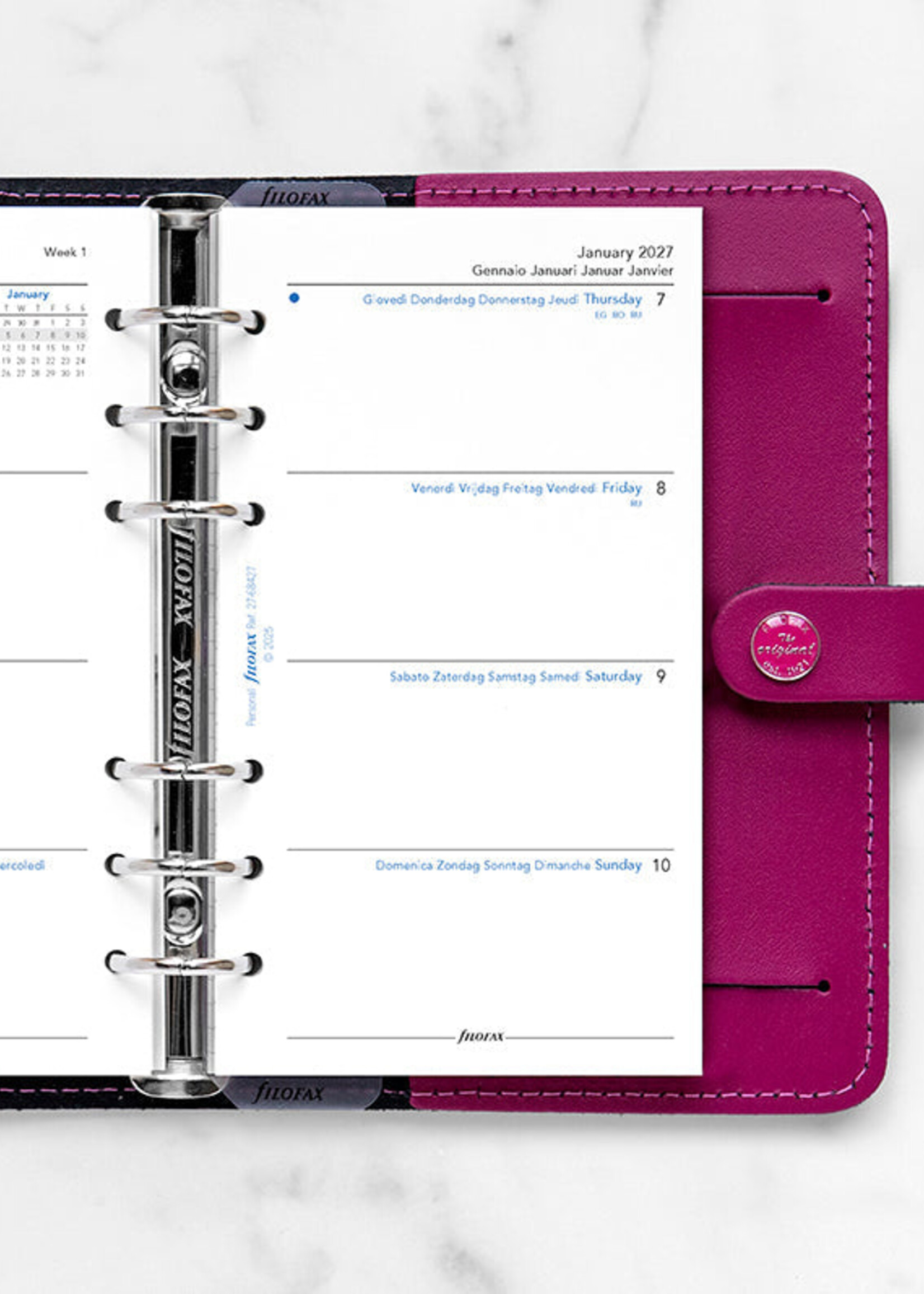 Filofax Kalendereinlage Personal 2027, 1 Woche / 2 Seiten, mehrsprachig