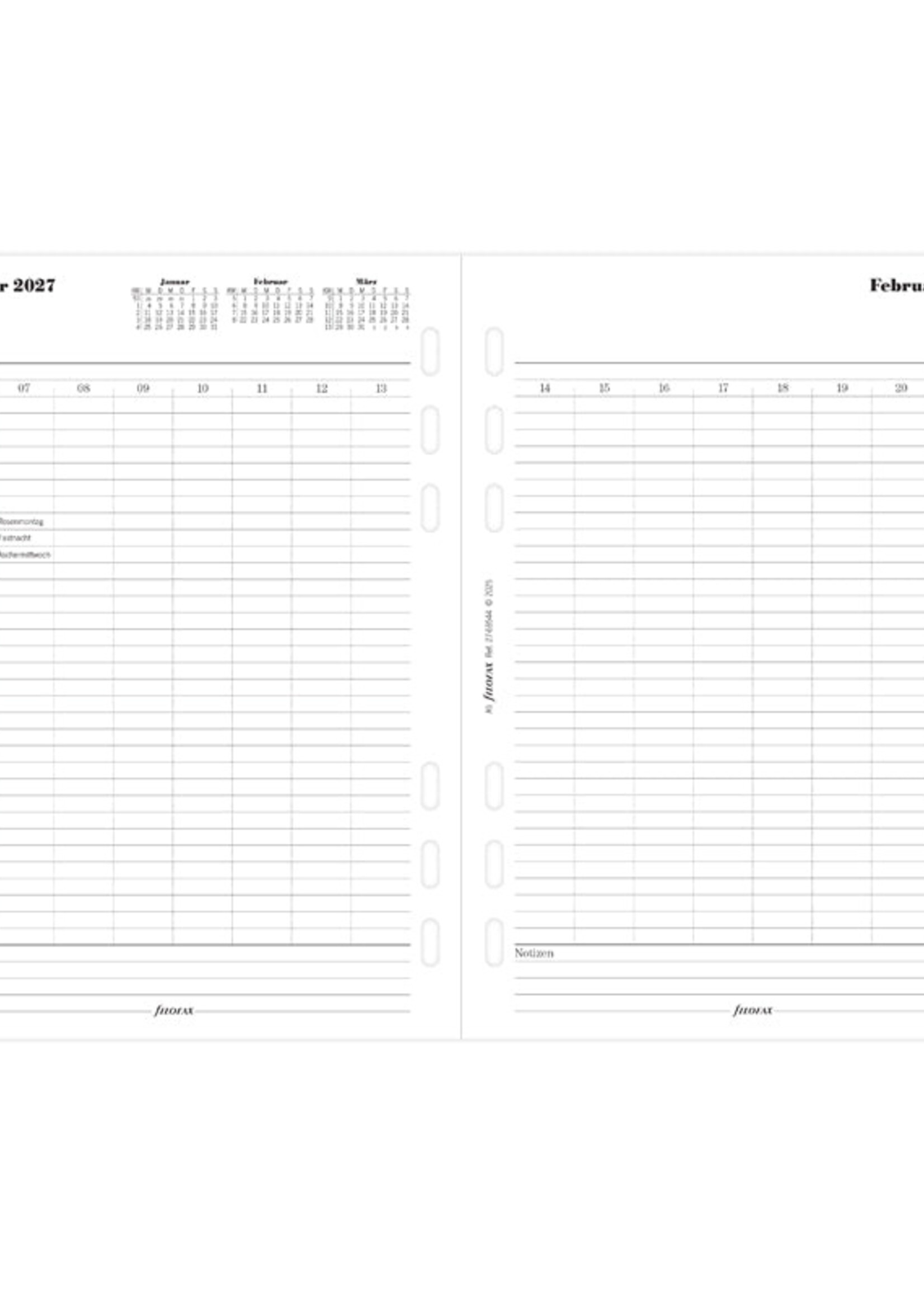 Filofax Kalendereinlage A5 2027, 1 Monat / 2 Seiten, deutsch, Multifit, mit Registern