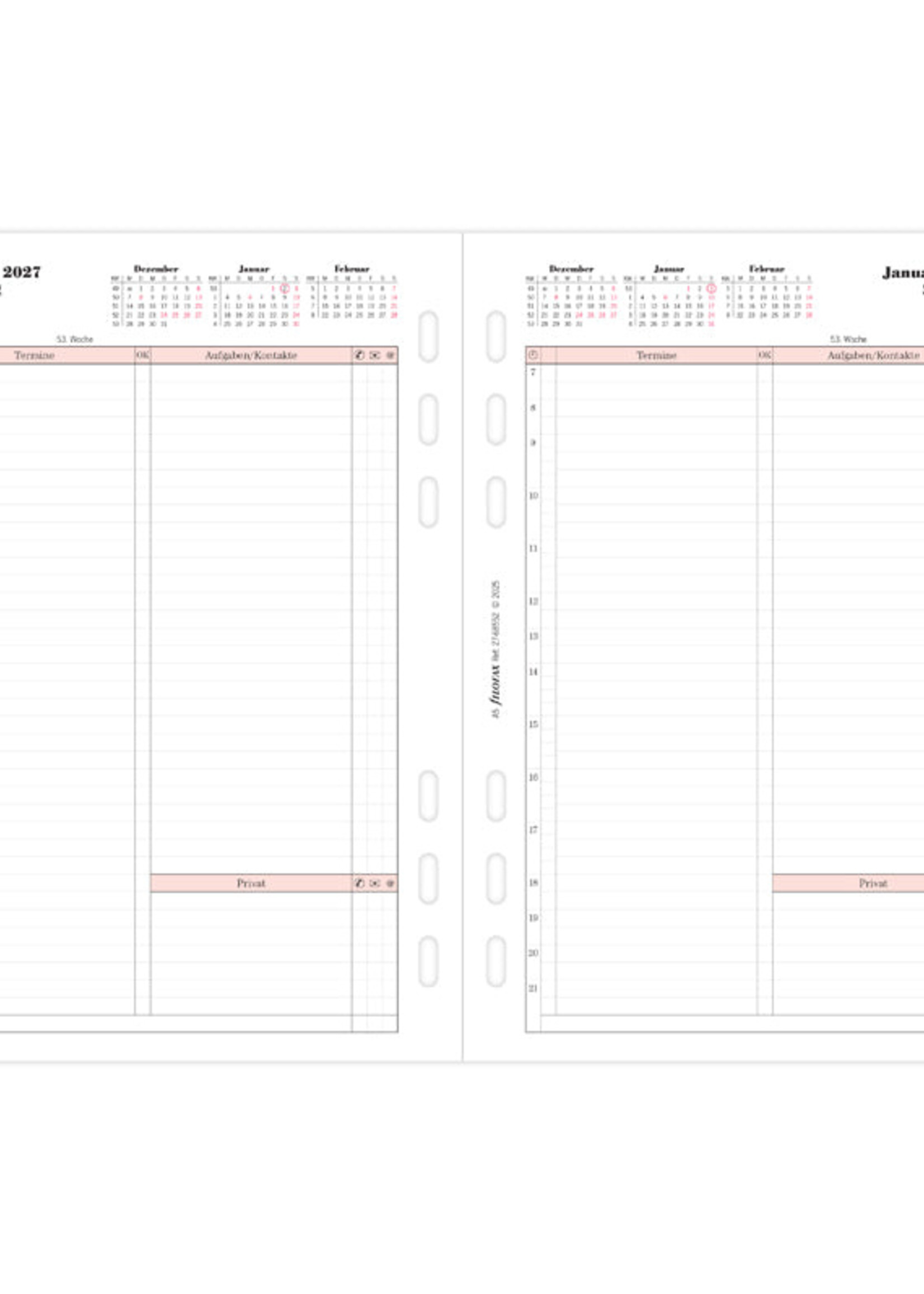 Filofax Kalendereinlage A5 2027, 1 Tag / 1 Seite, deutsch, Professional