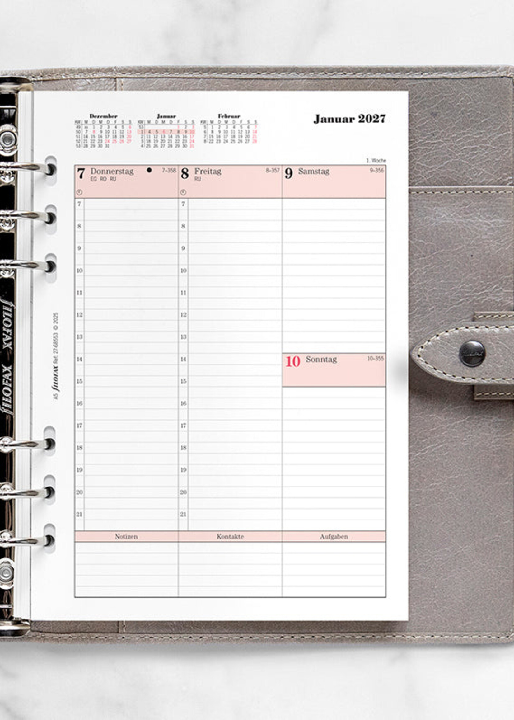 Filofax Kalendereinlage A5 2027, 1 Woche / 2 Seiten, deutsch, Professional