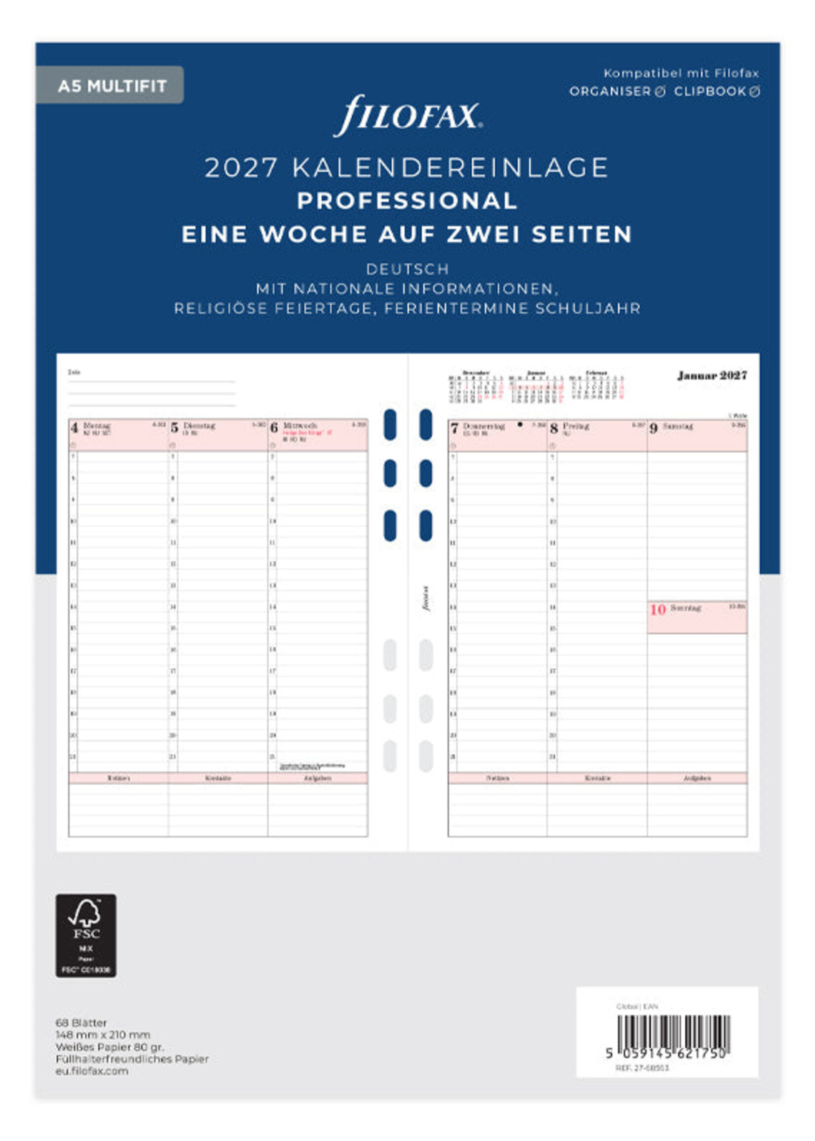 Filofax A5 Prof.1W/2S (D)2027
