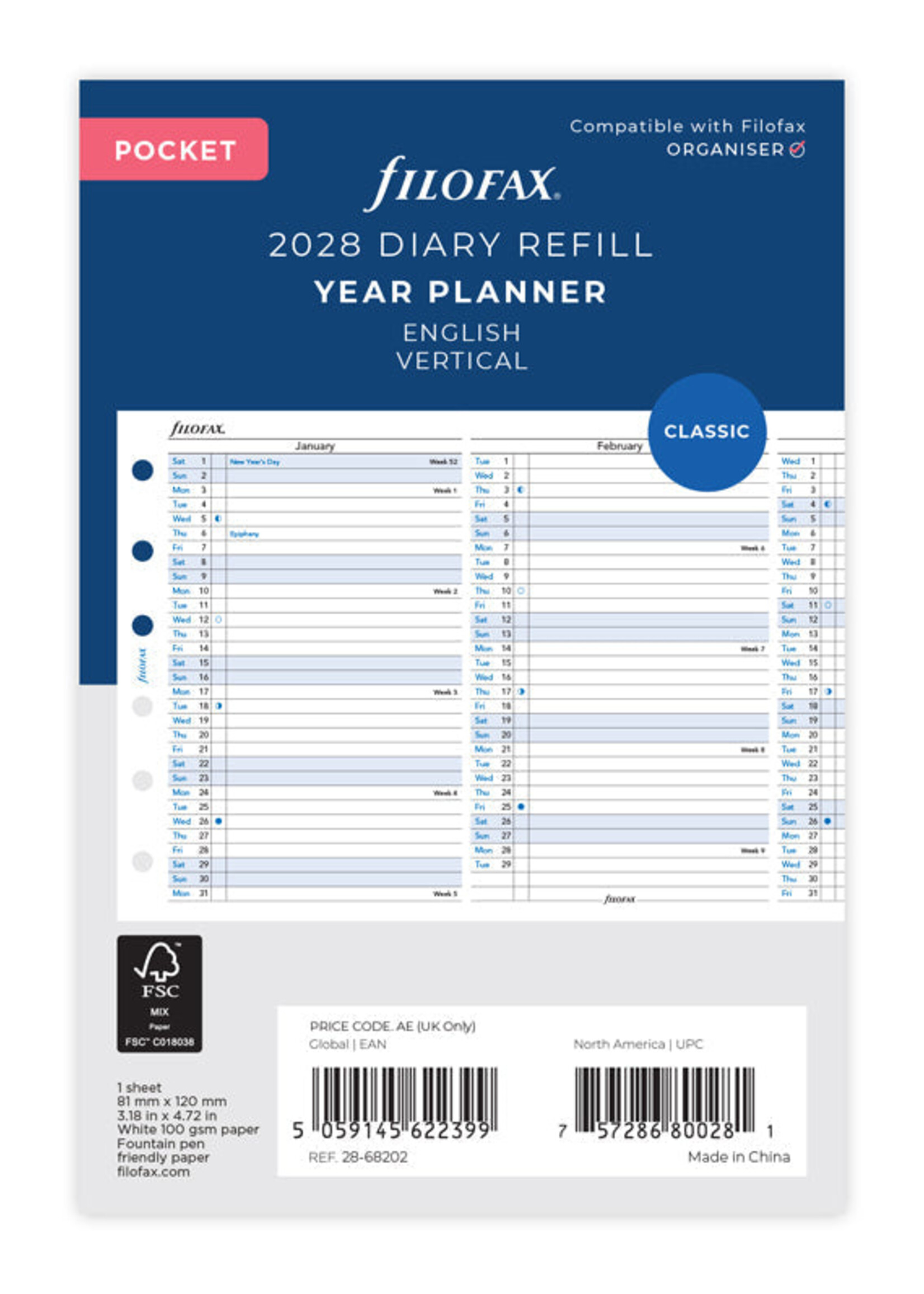 Filofax PKT Jahrespl. vert.(E)2028