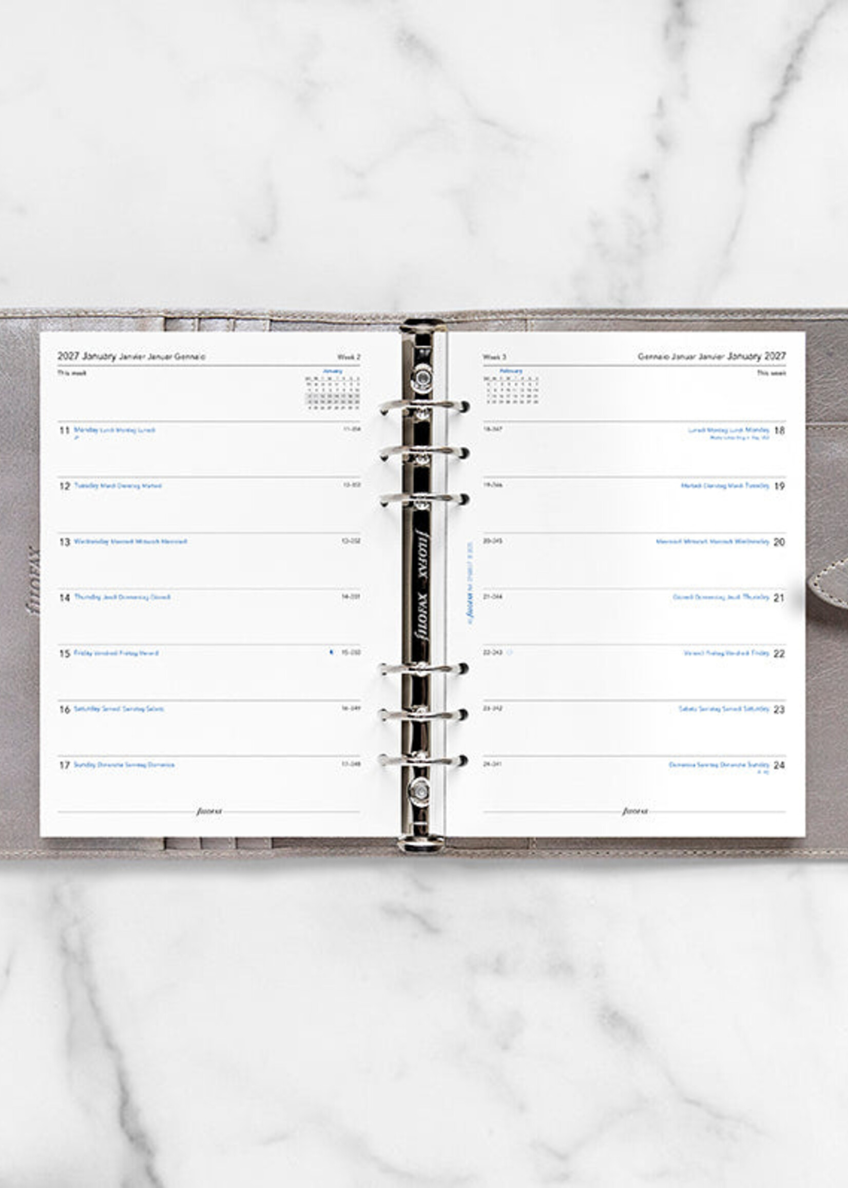 Filofax Kalendereinlage A5 2027, 1 Woche / 1 Seite, mehrsprachig