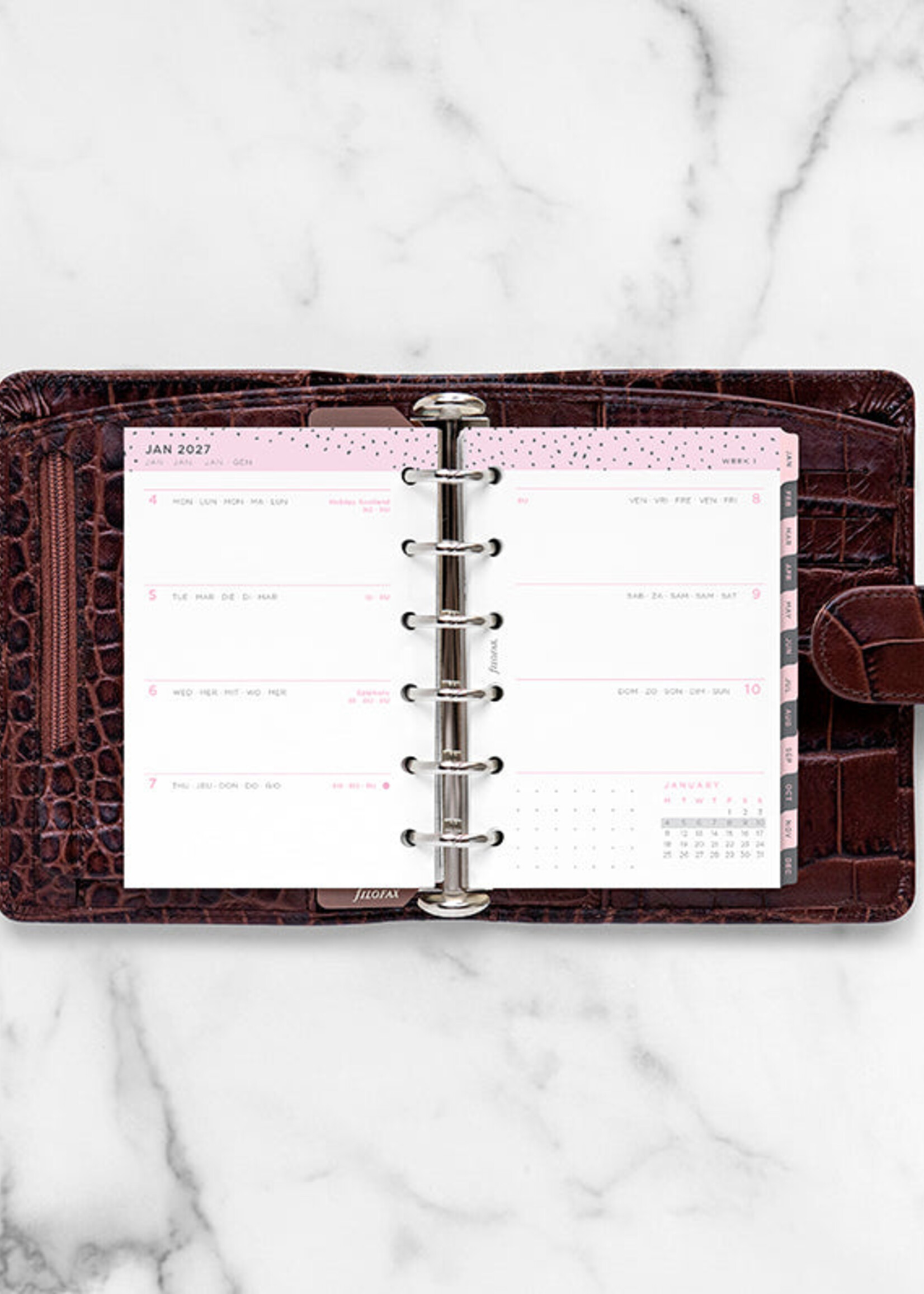 Filofax Kalendereinlage Pocket 2027 Confetti, 1 Woche / 2 Seiten, mehrsprachig