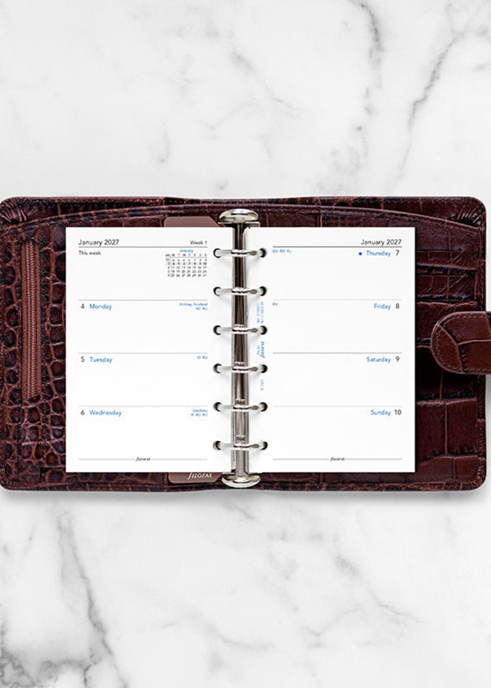 Filofax Kalendereinlage Pocket 2027, 1 Woche / 2 Seiten, englisch, Recyclingpapier