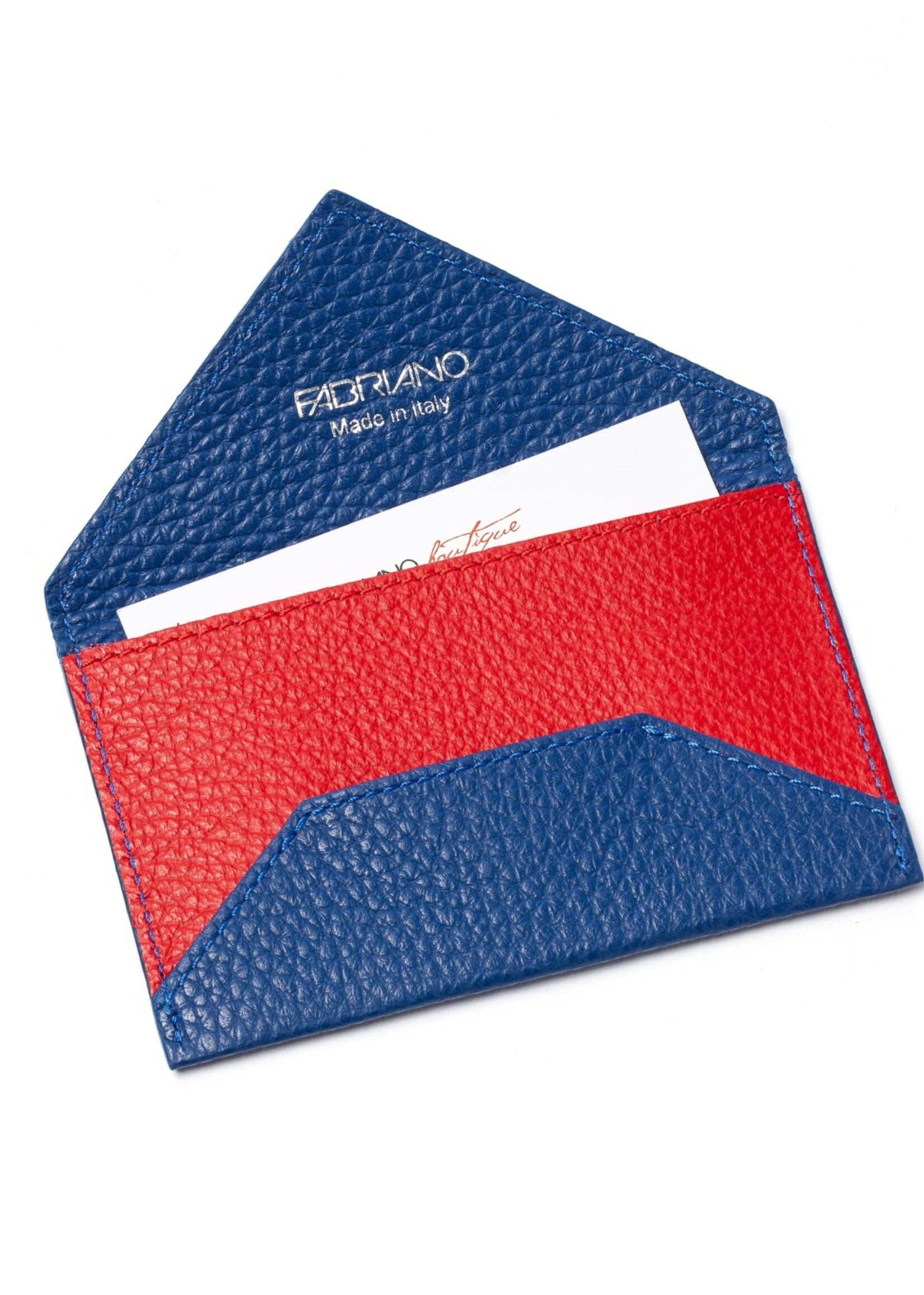 Fabriano Boutique Visitenkartenetui Leder Alex – Blau/Rot