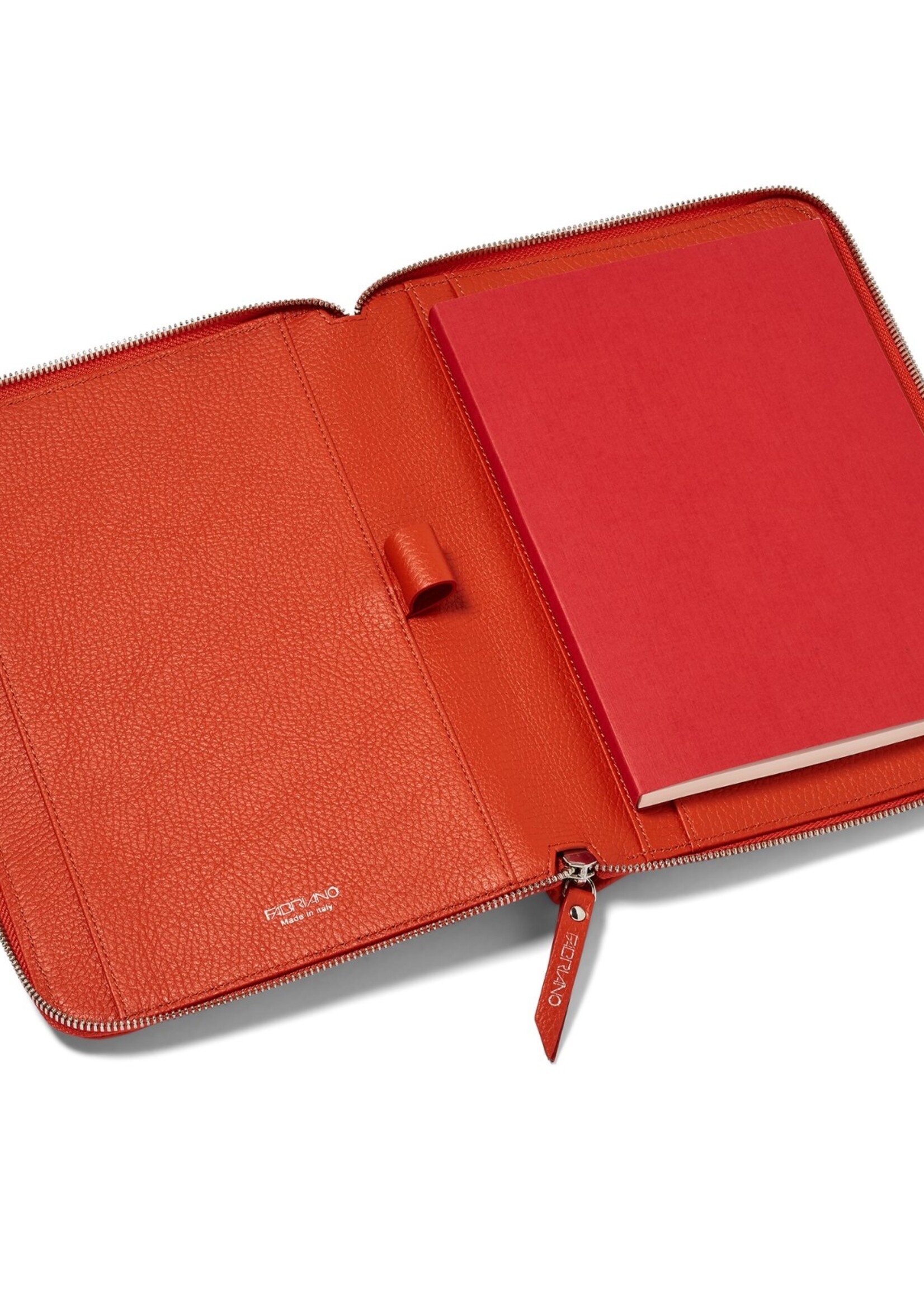 Fabriano Boutique Schreibblockhülle Leder A5 – Tra-Well mit Zip, Orange