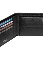 Fabriano Boutique Herren-Geldbörse Leder quer – mit Münzfach, Schwarz
