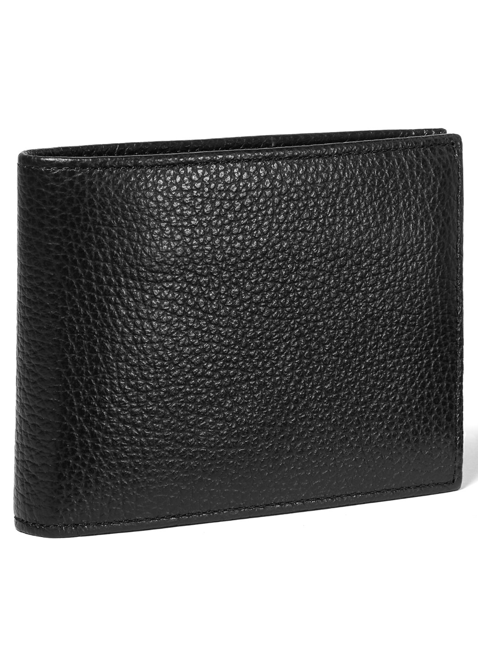 Fabriano Boutique Herren-Geldbörse Leder quer – mit Münzfach, Schwarz