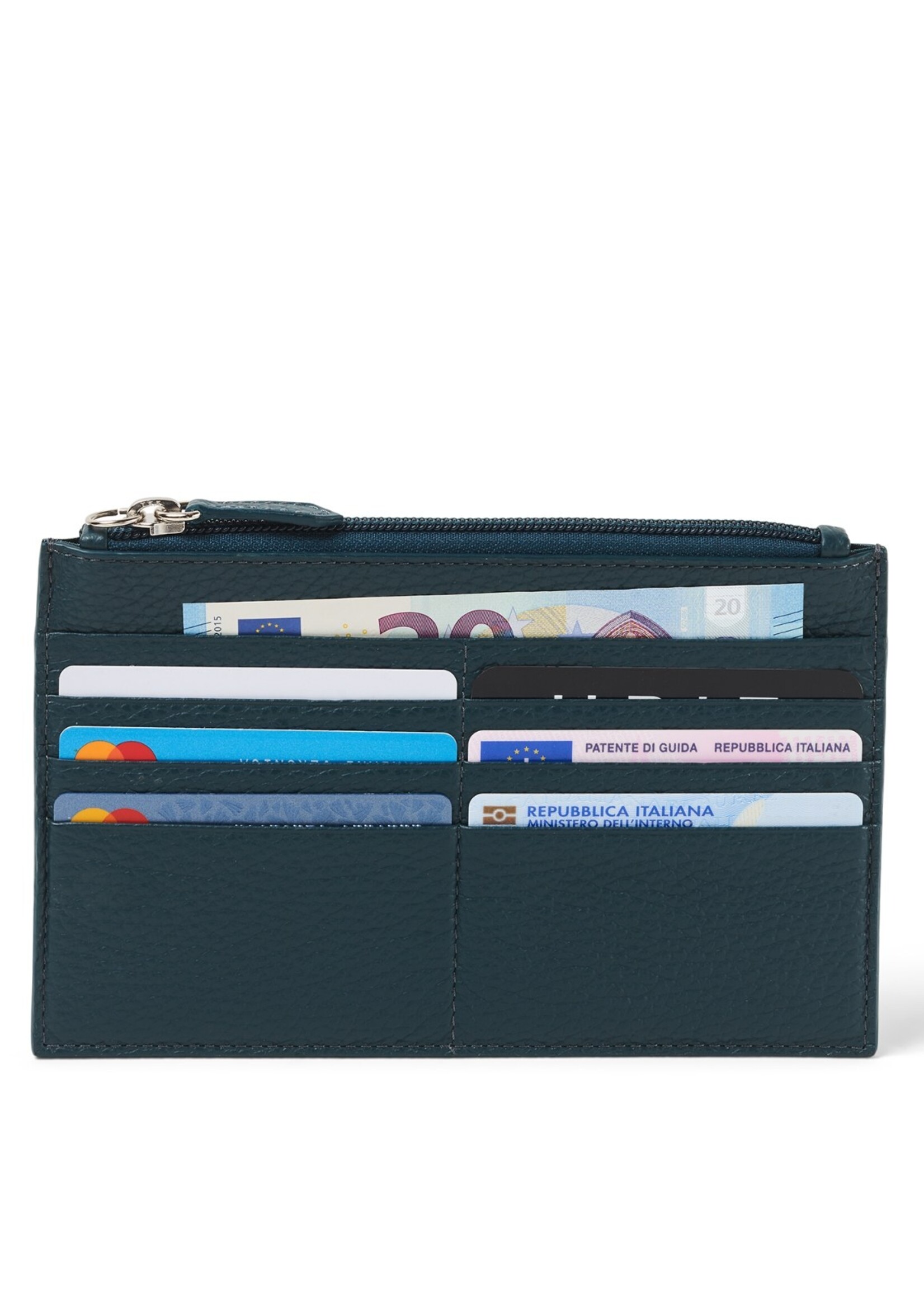 Fabriano Boutique Kartenetui Leder mit Zip – Petrol