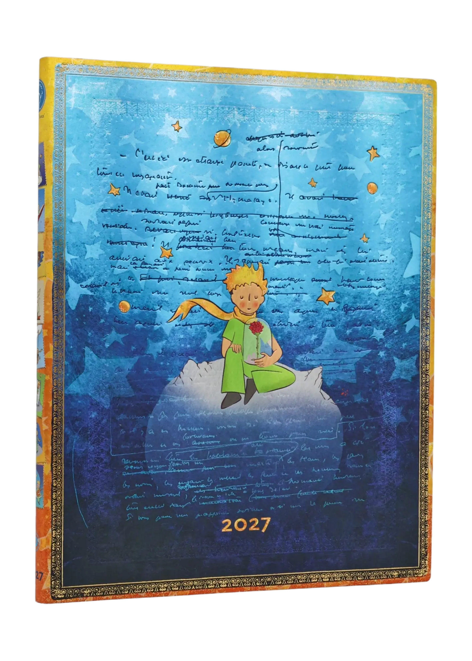 Paperblanks 12-Monatskalender 2027 Saint-Exupéry, Der kleine Prinz, Ultra, Vertikal, Softcover – Faszinierende Handschriften