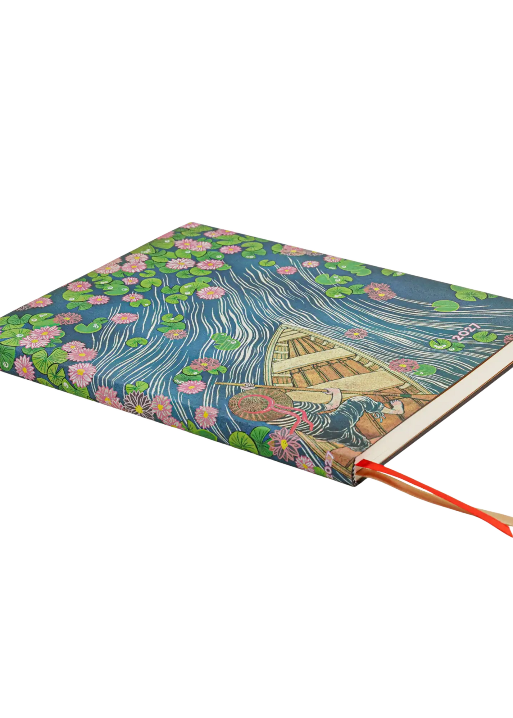 Paperblanks 12-Monatskalender 2027 Fluss der Lotusblüten, Ultra, Vertikal, Softcover – Mitten im Leben mit Yuko
