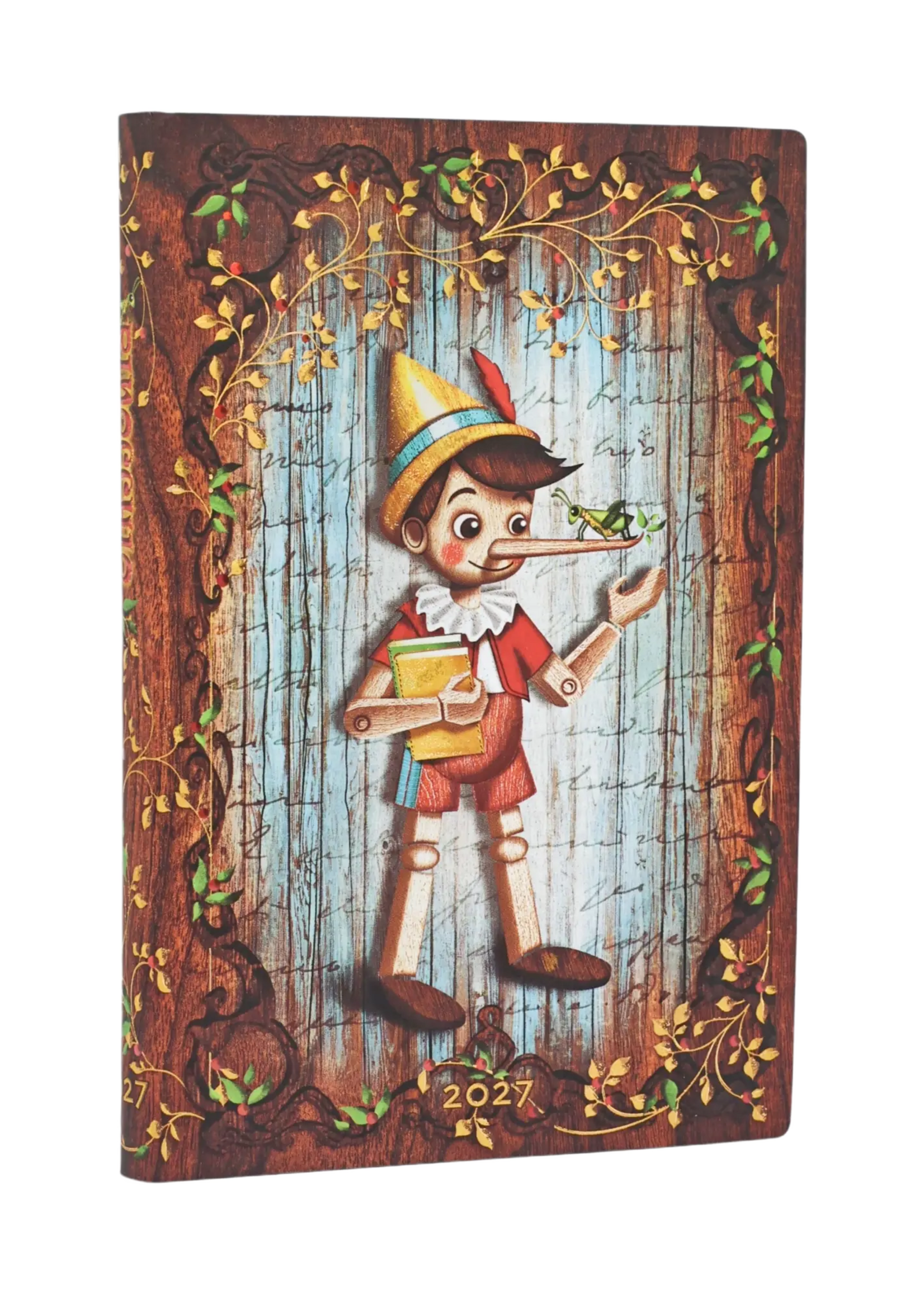 Paperblanks 12-Monatskalender 2027 Carlo Collodi, Pinocchio, Mini, Horizontal, Softcover – Märchenkollektion