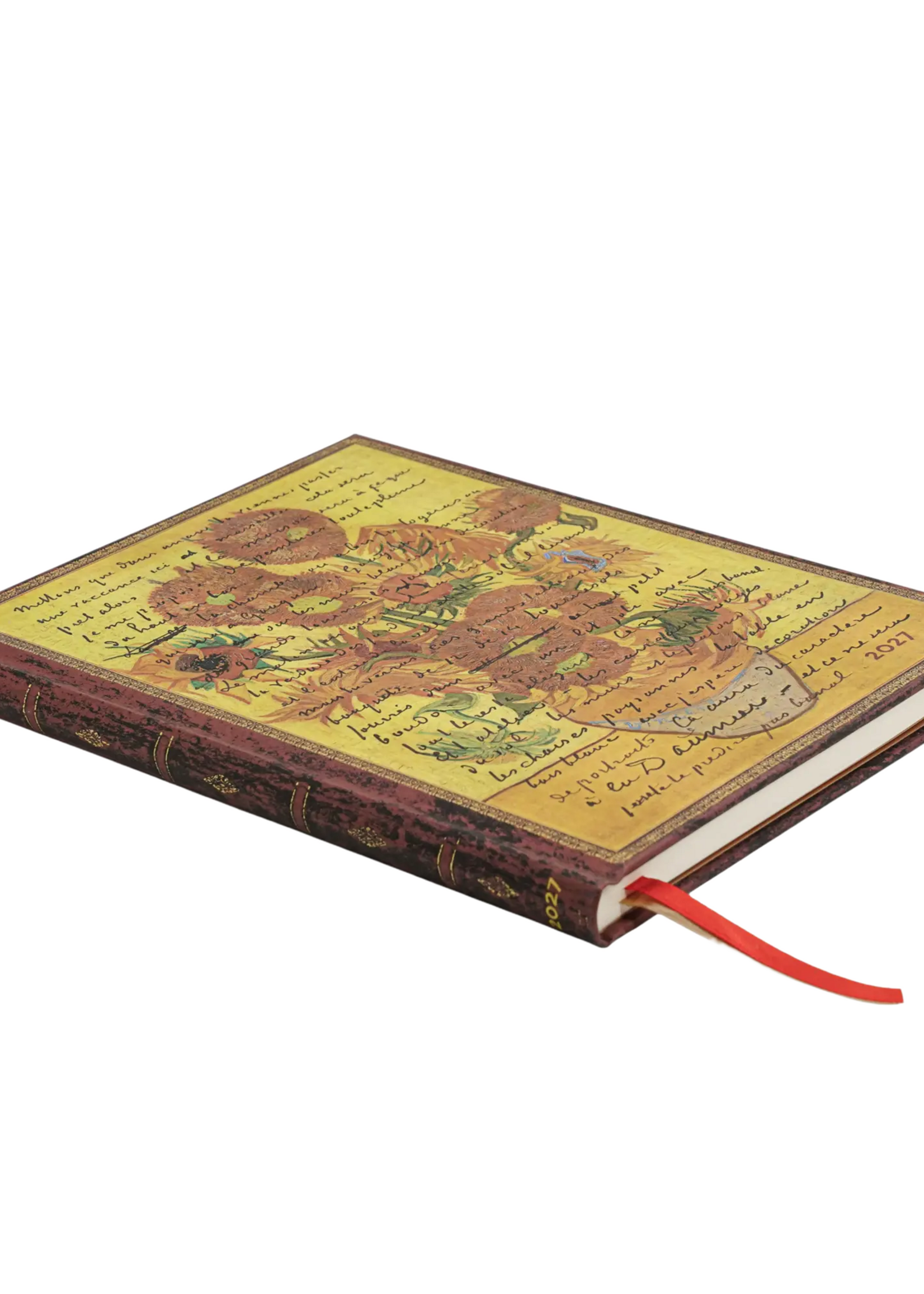 Paperblanks 12-Monatskalender 2027 Van Gogh, Sonnenblumen, Ultra, Verso – Faszinierende Handschriften