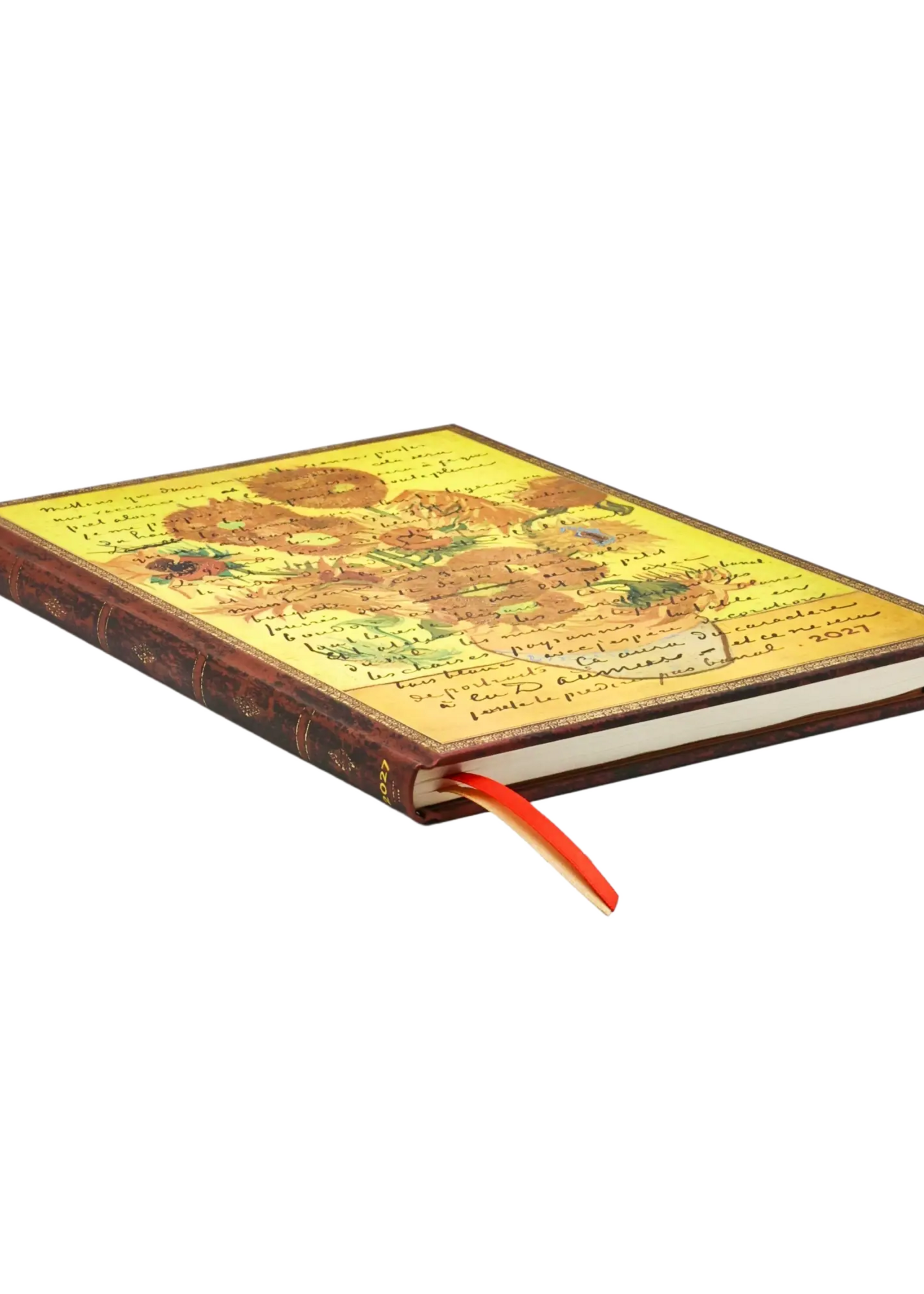 Paperblanks 12-Monatskalender 2027 Van Gogh, Sonnenblumen, Grande, Vertikal – Faszinierende Handschriften