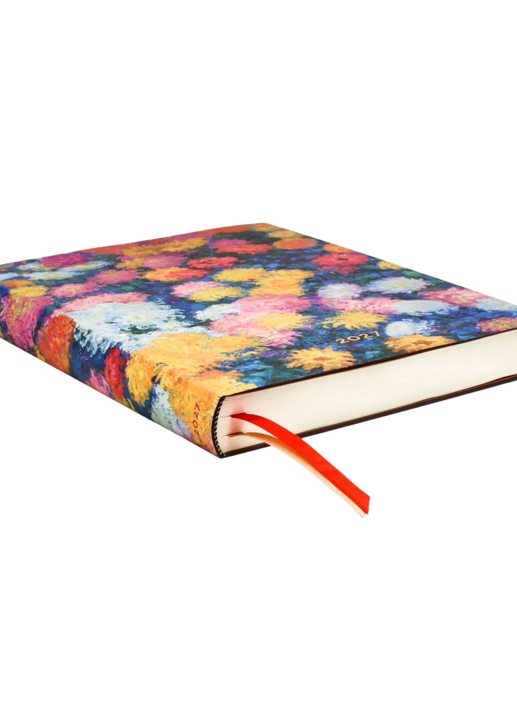 Paperblanks 12-Monatskalender 2027 Monets Chrysanthemen, Ultra, Tagesüberblick, Softcover