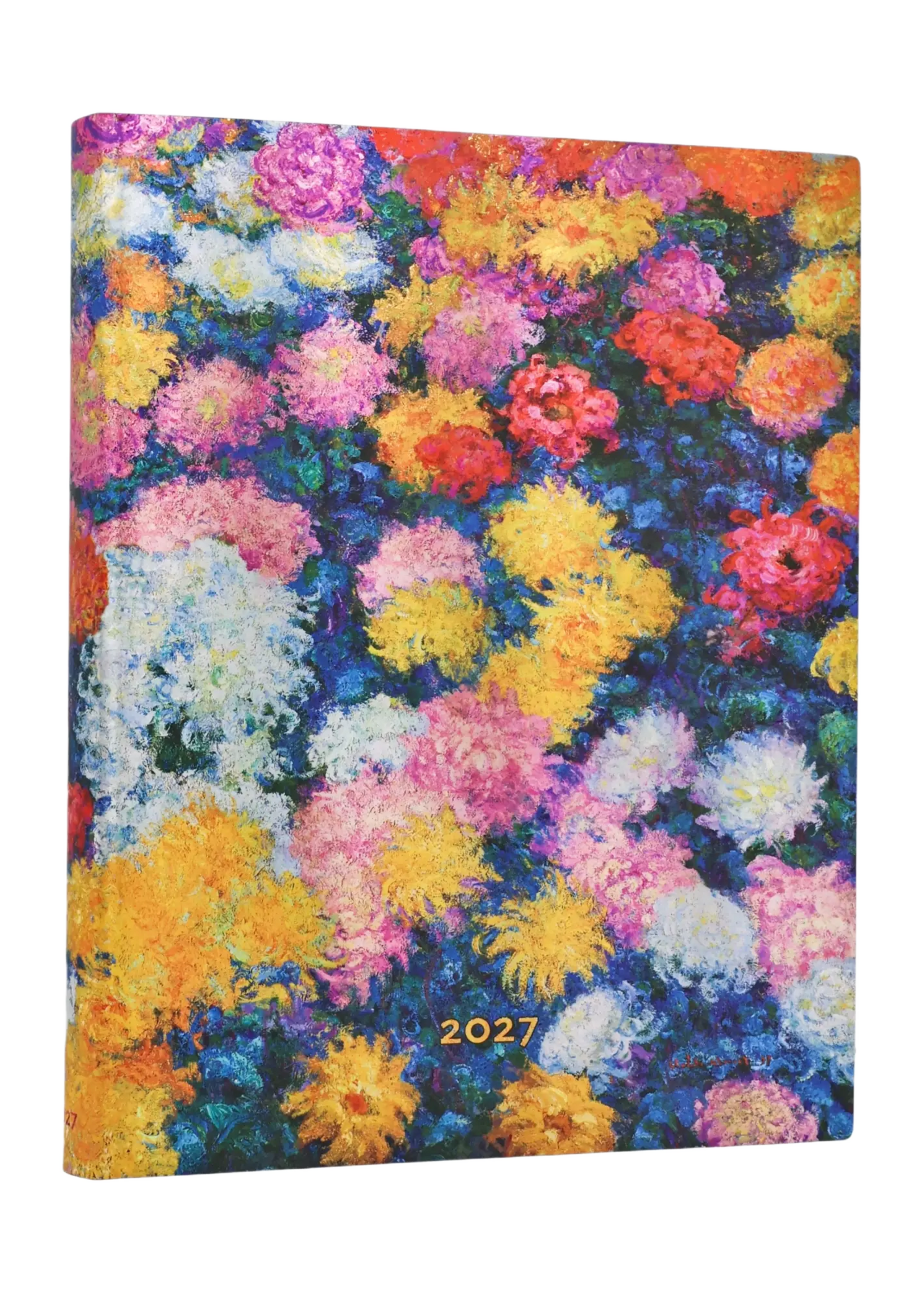Paperblanks 12-Monatskalender 2027 Monets Chrysanthemen, Ultra, Tagesüberblick, Softcover