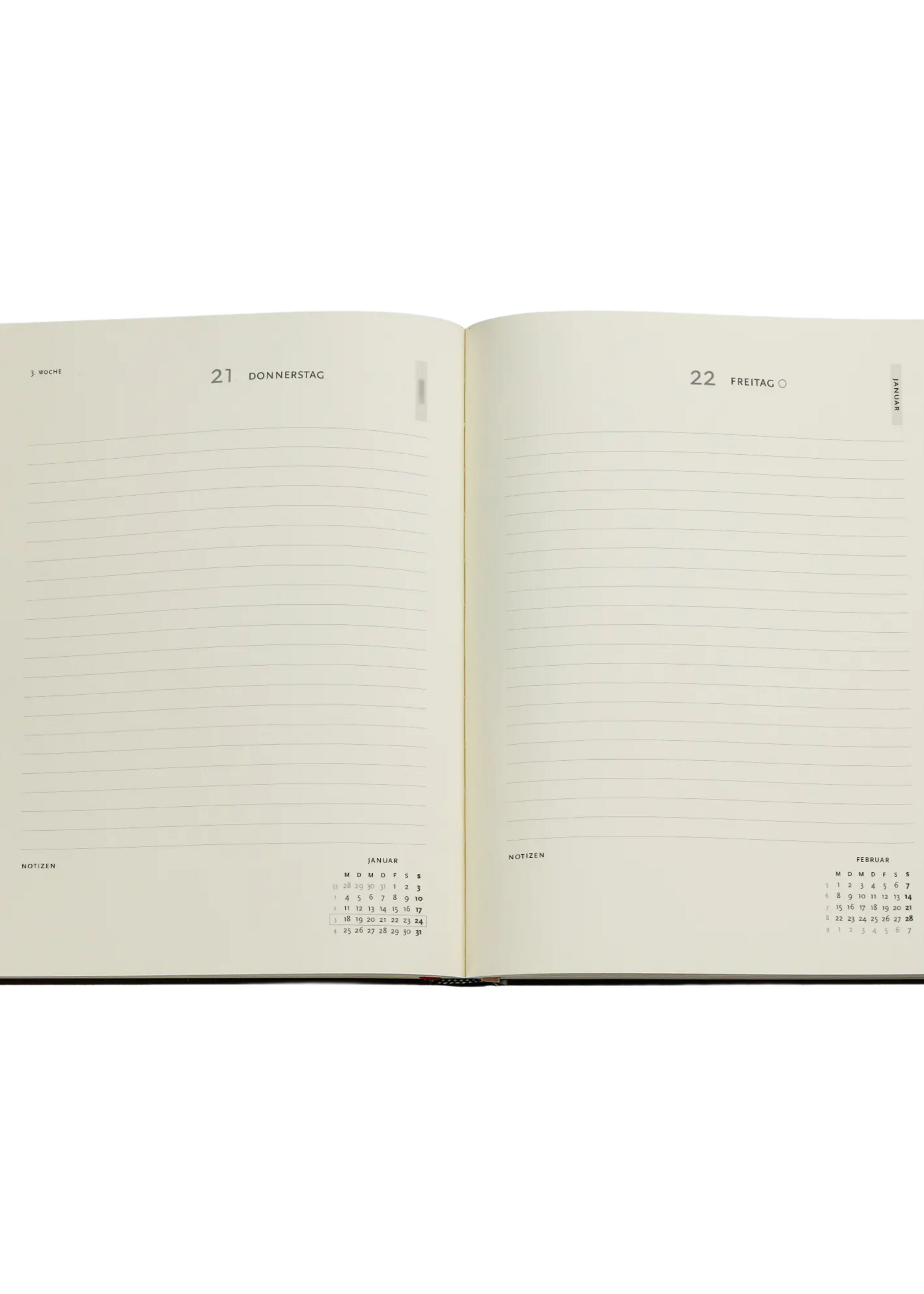 Paperblanks 12-Monatskalender 2027 Black Edition Schlicht, Ultra, Tagesüberblick, Softcover