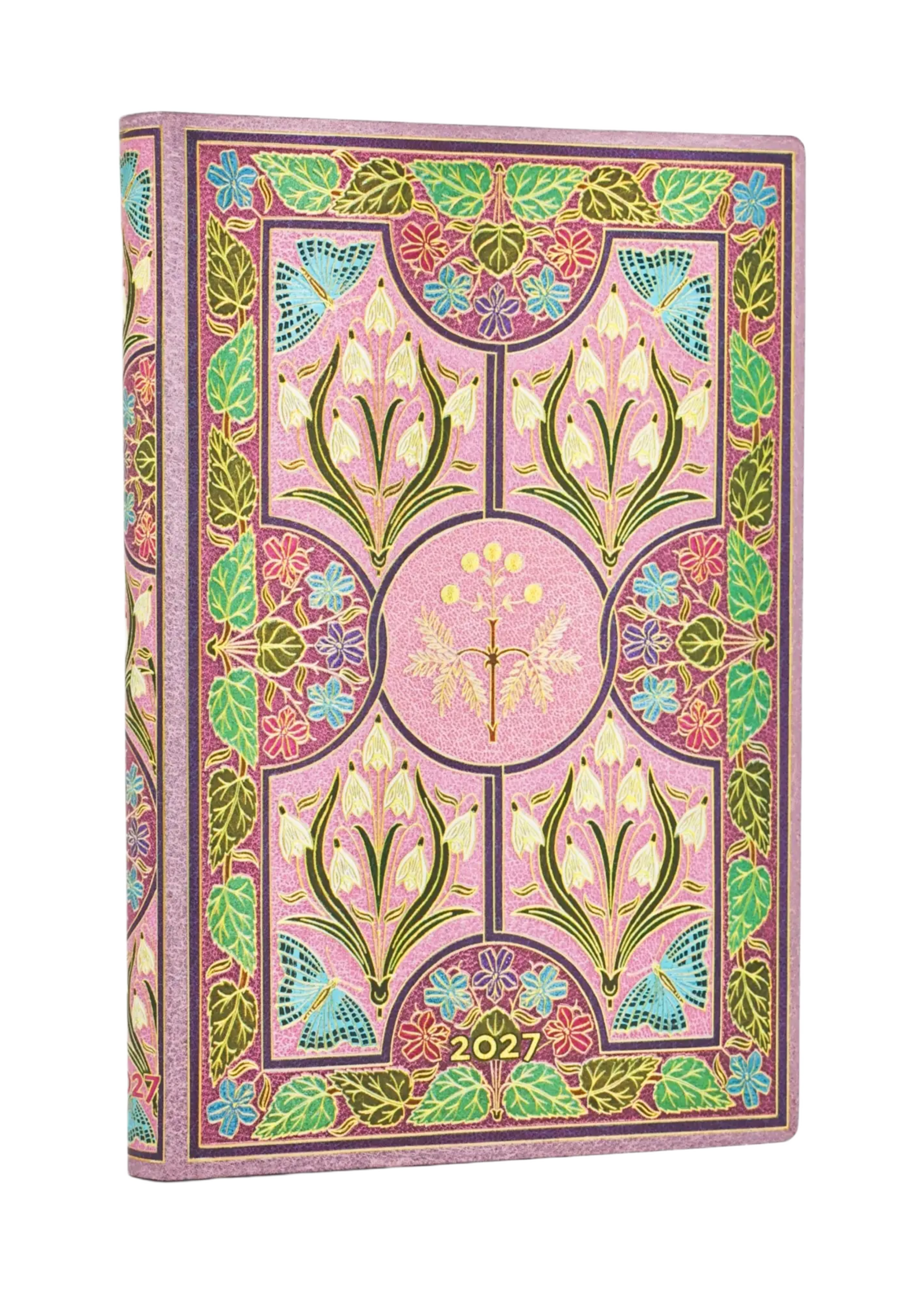 Paperblanks 12-Monatskalender 2027 Mimose, Mini, Horizontal, Softcover – Blühende Poesie
