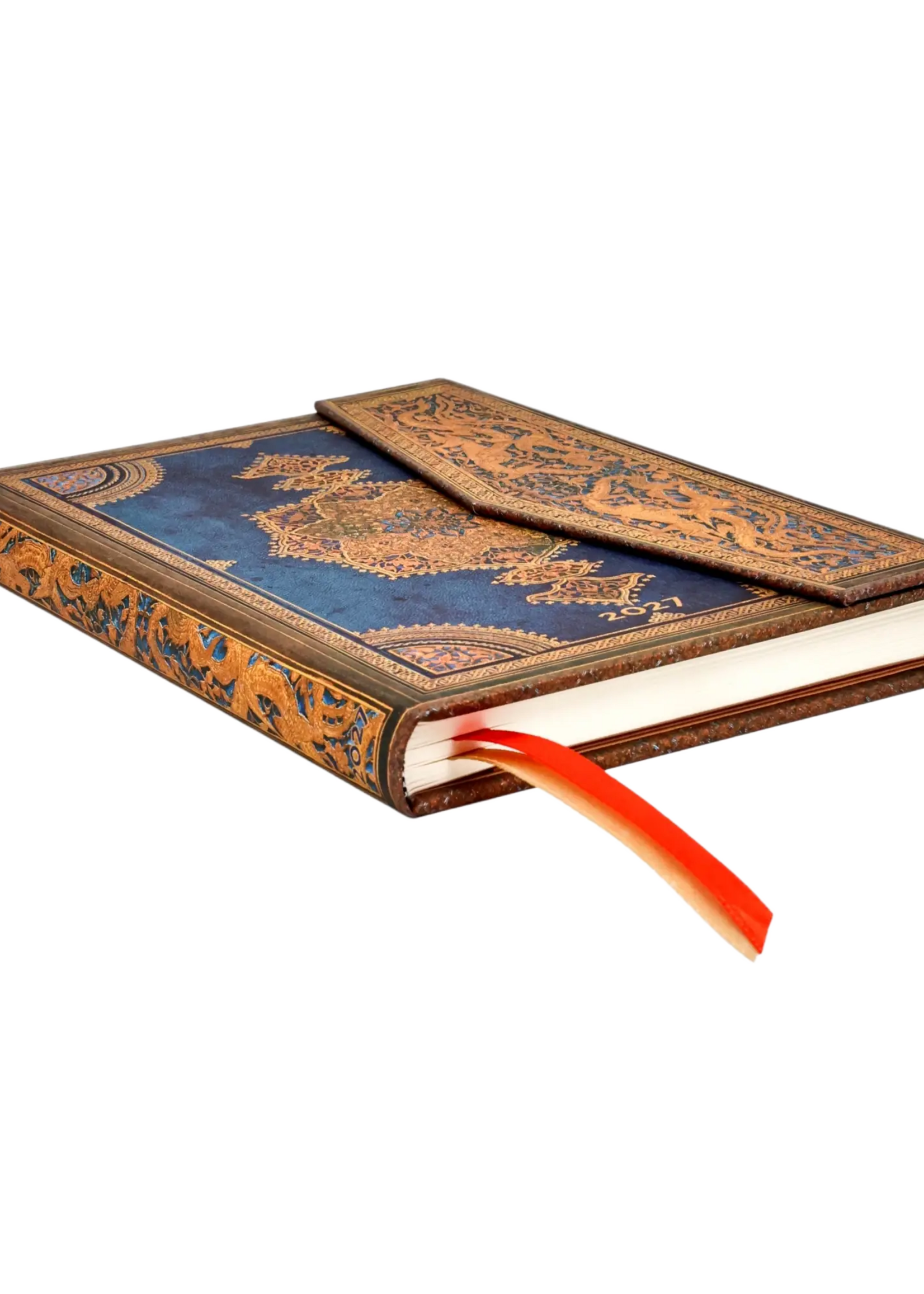 Paperblanks 12-Monatskalender 2027 Safawidisch Indigo, Midi, Horizontal – Safawidische Bindekunst